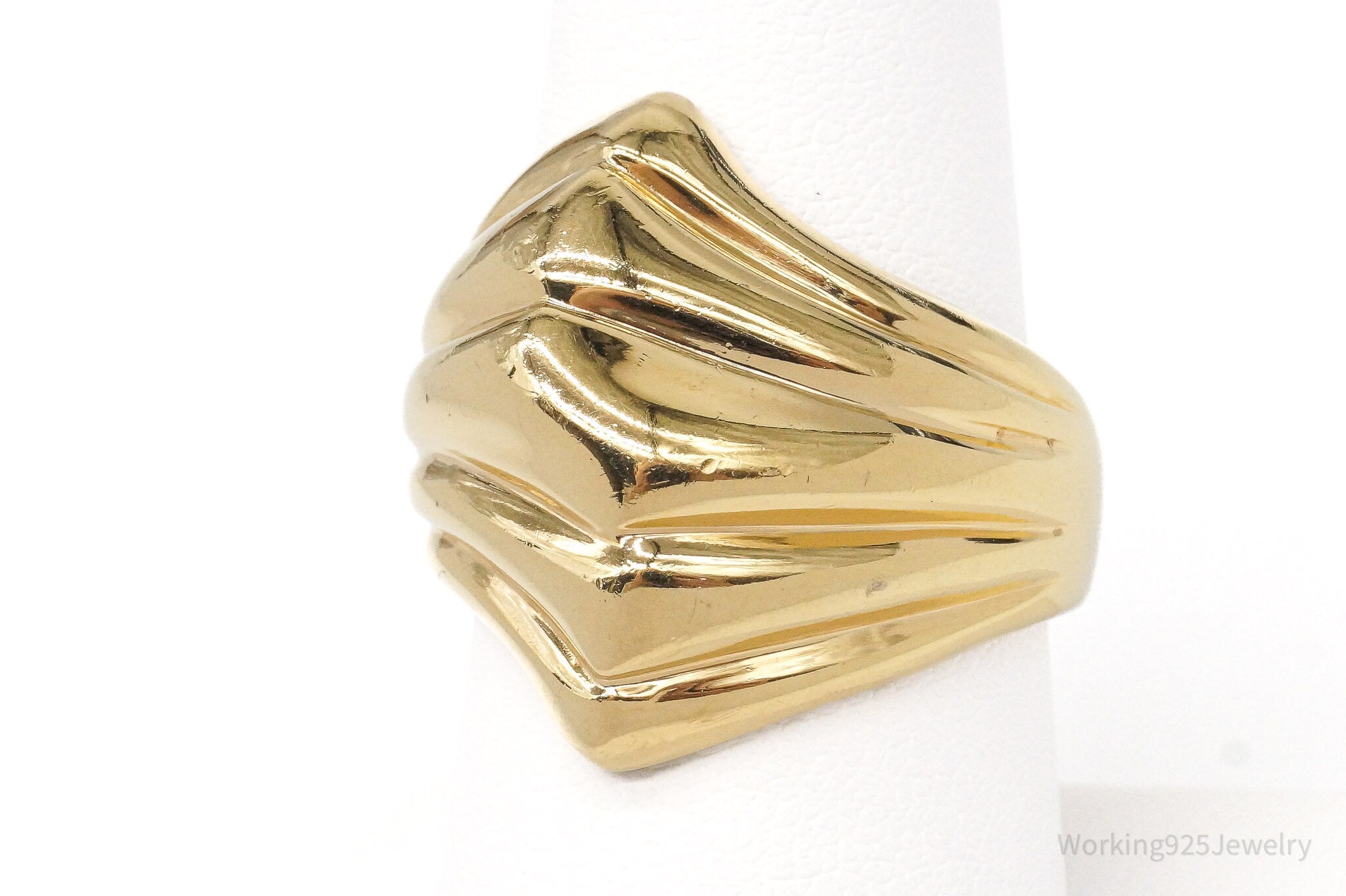 Vintage Italy Designer Veronese 18K Gold Vermeil Sterling Silver Ring SZ 8.75