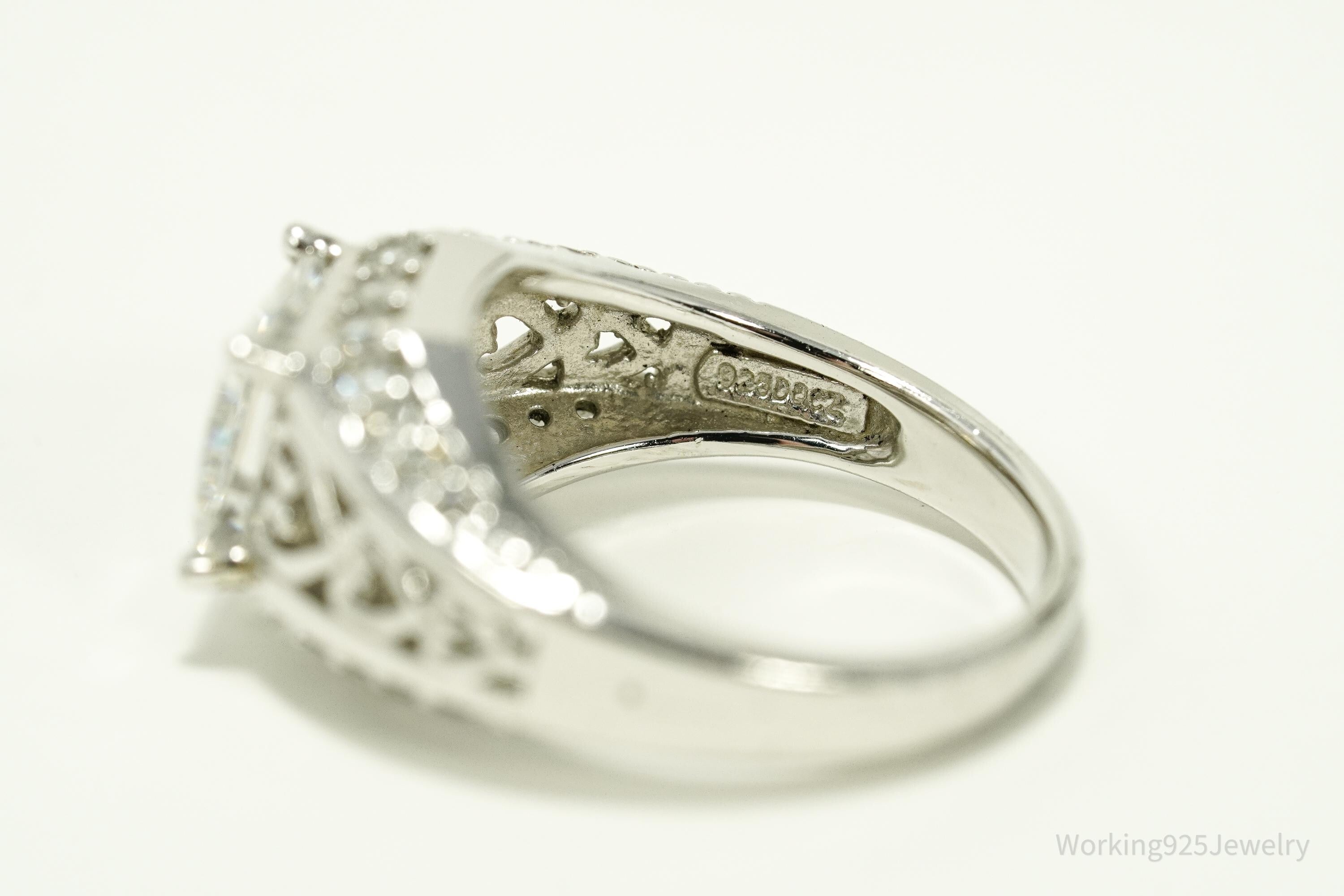 Vintage Diamonique Cubic Zirconia Sterling Silver Ring Size 6.25