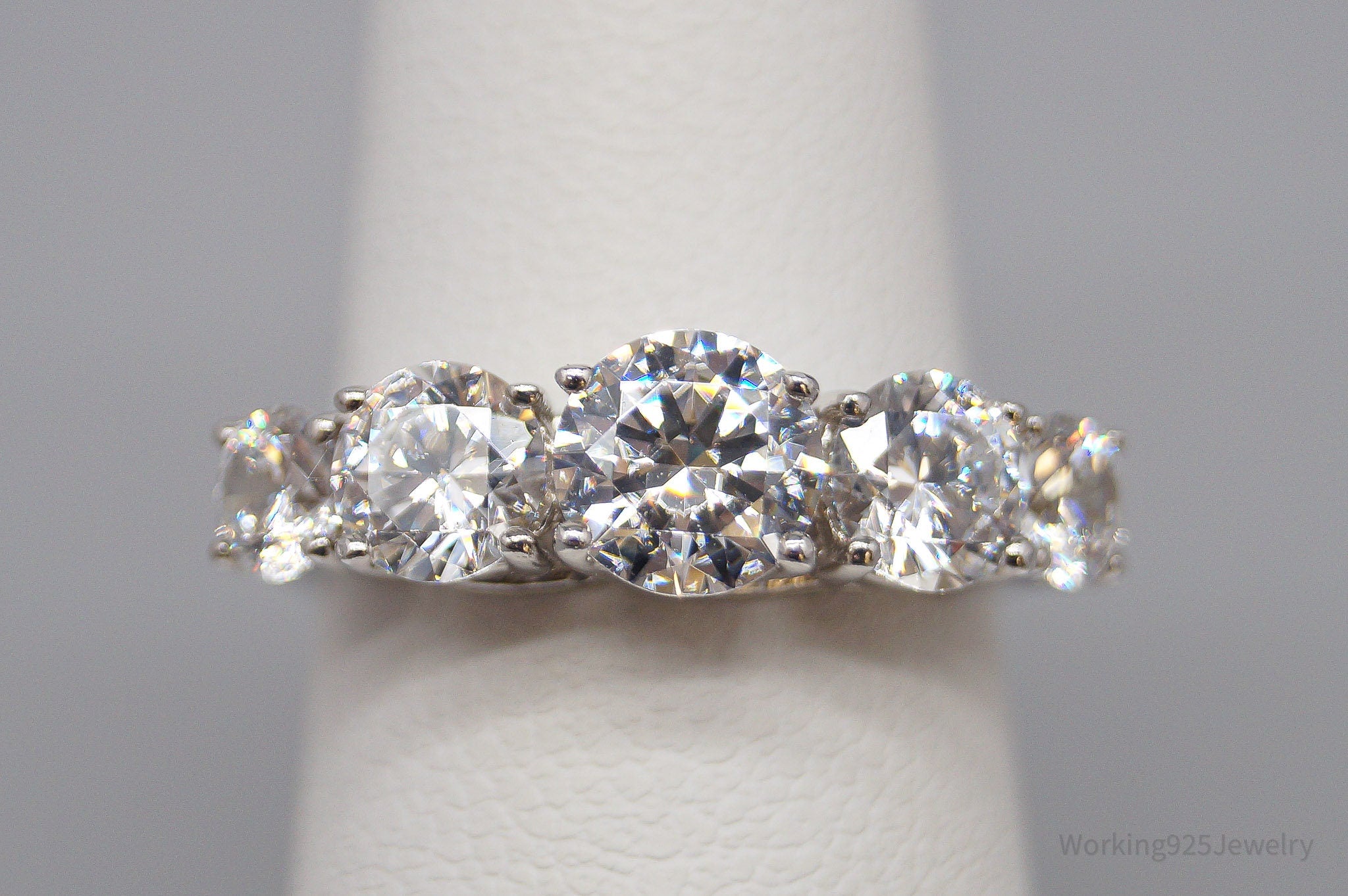 Vintage Diamonique Cubic Zirconia Sterling Silver Ring - Size 5.25