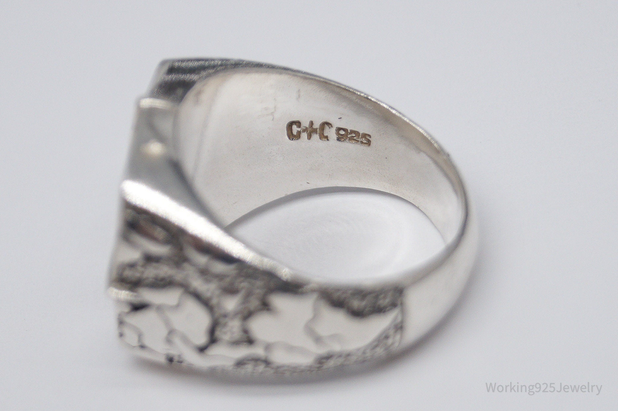 Vintage Nautical Style Compass Sterling Silver Ring - Size 11