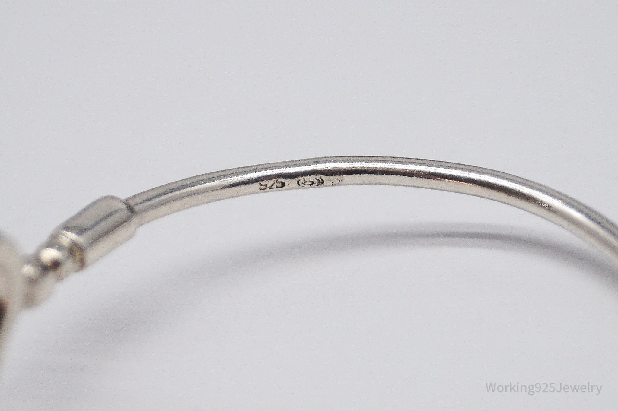 Vintage Open Heart Sterling Silver Bangle Bracelet - 5.5"