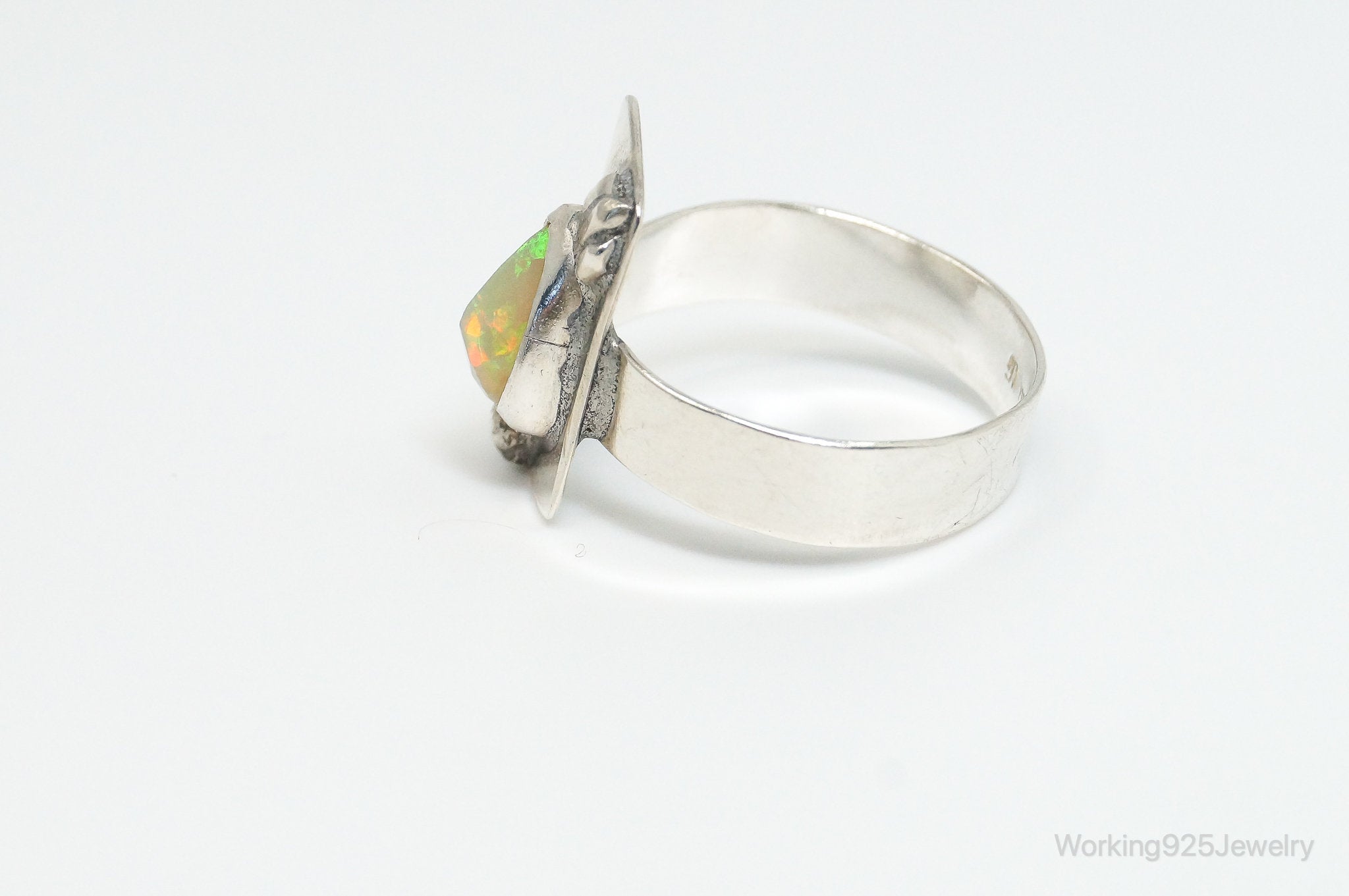 Vintage Opal Sterling Silver Ring - Size 6.75