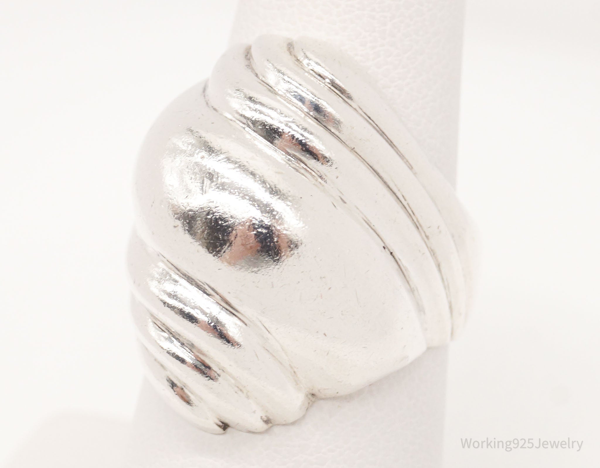 Vintage Modernist Sleek Puffy Sterling Silver Ring - Size 6.75