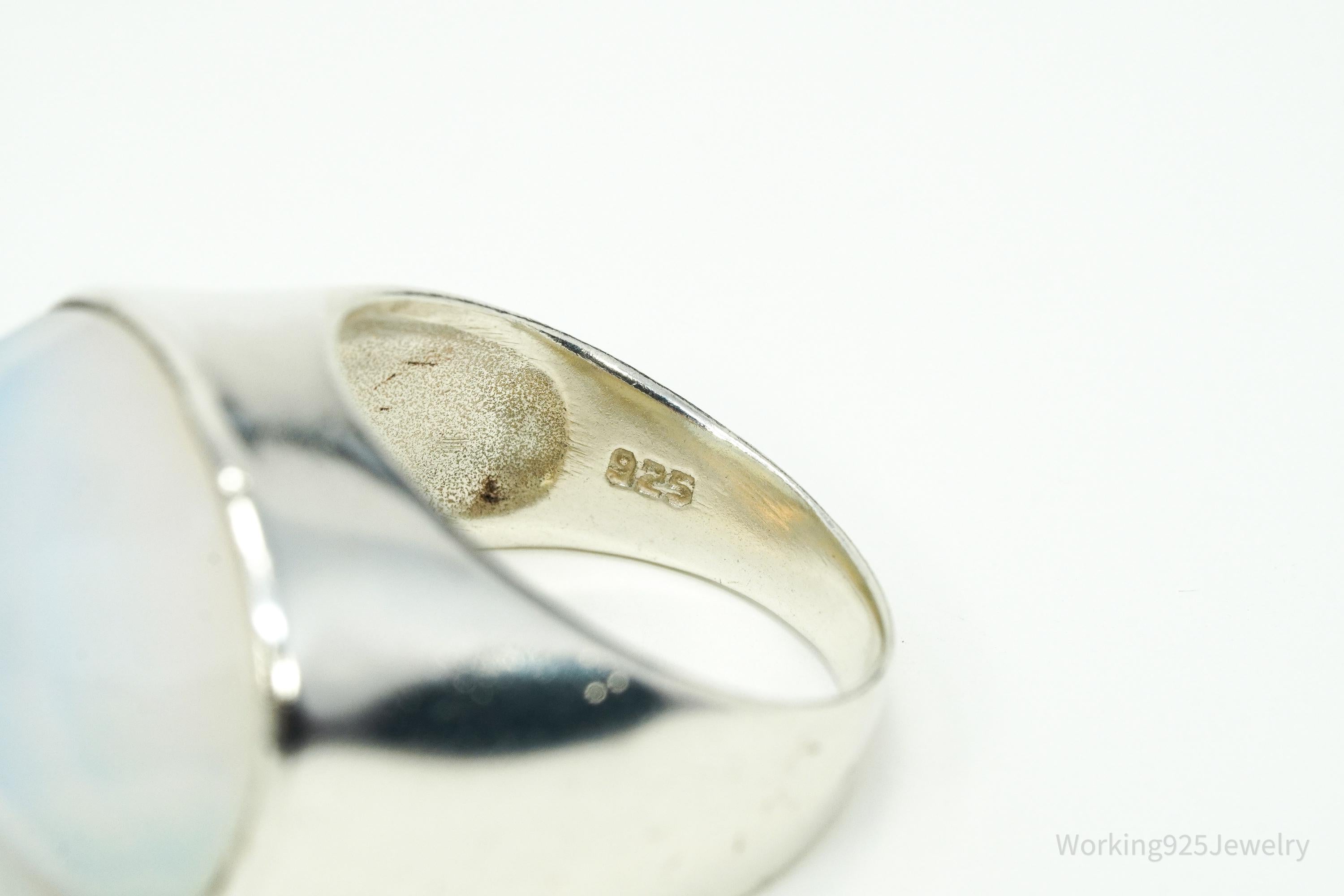 Vintage Large Opalite Sterling Silver Ring - Size 6.25