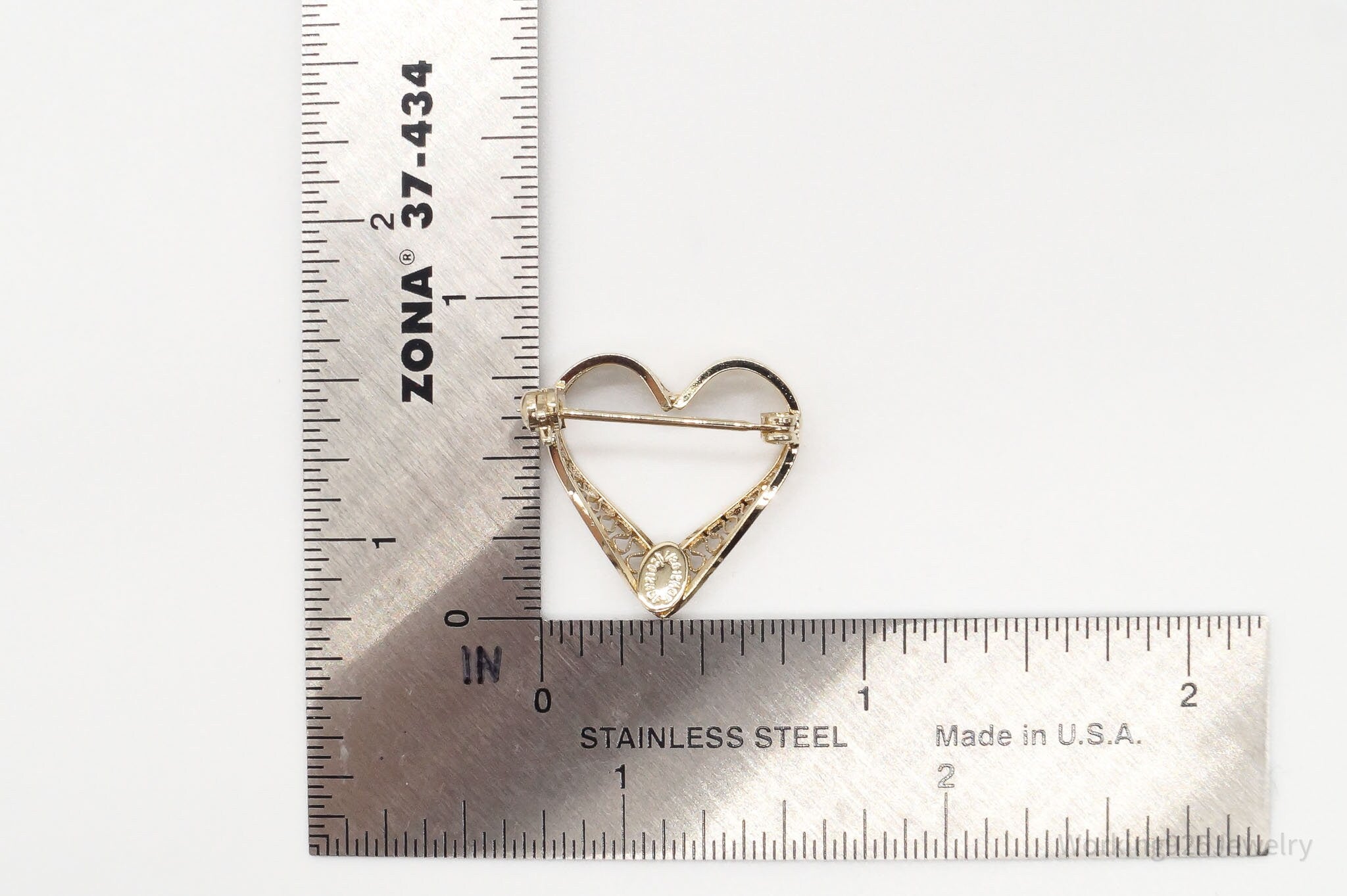 Vintage 12K Gold Filled Heart Brooch Pin