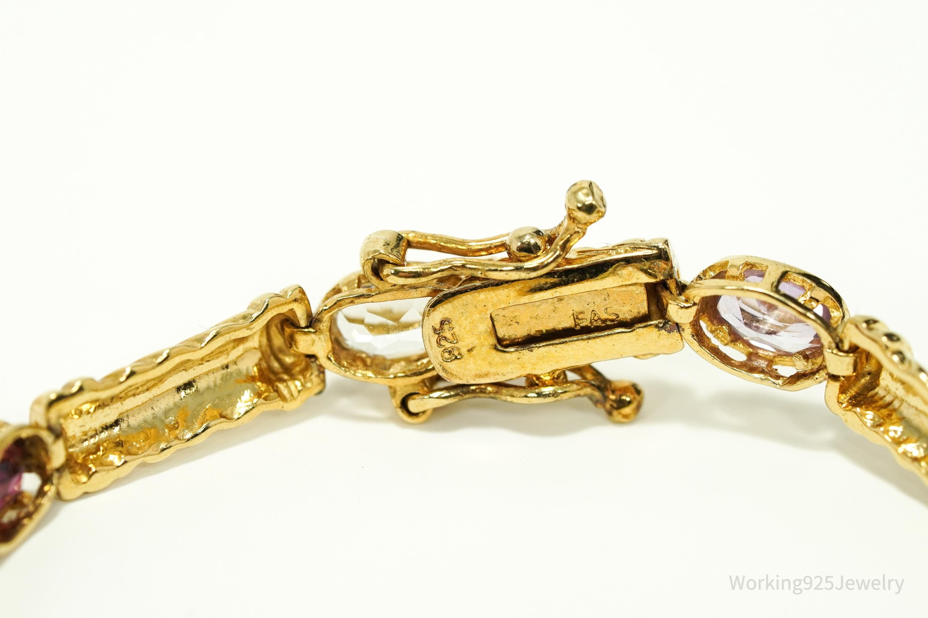 Vintage FAS Multi Gemstone Gold Over Sterling Silver Bracelet