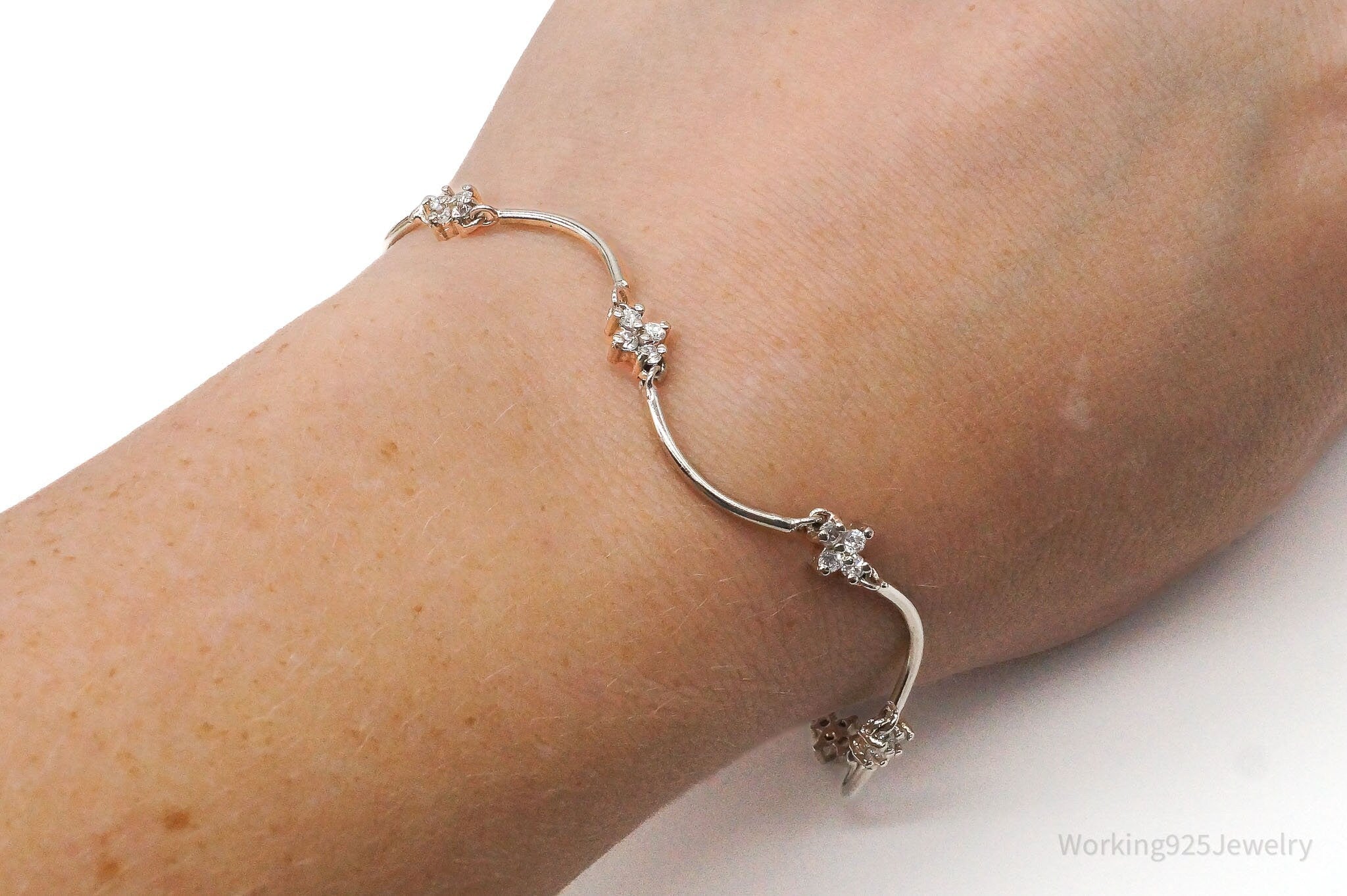 Vintage Cubic Zirconia Sterling Silver Bracelet