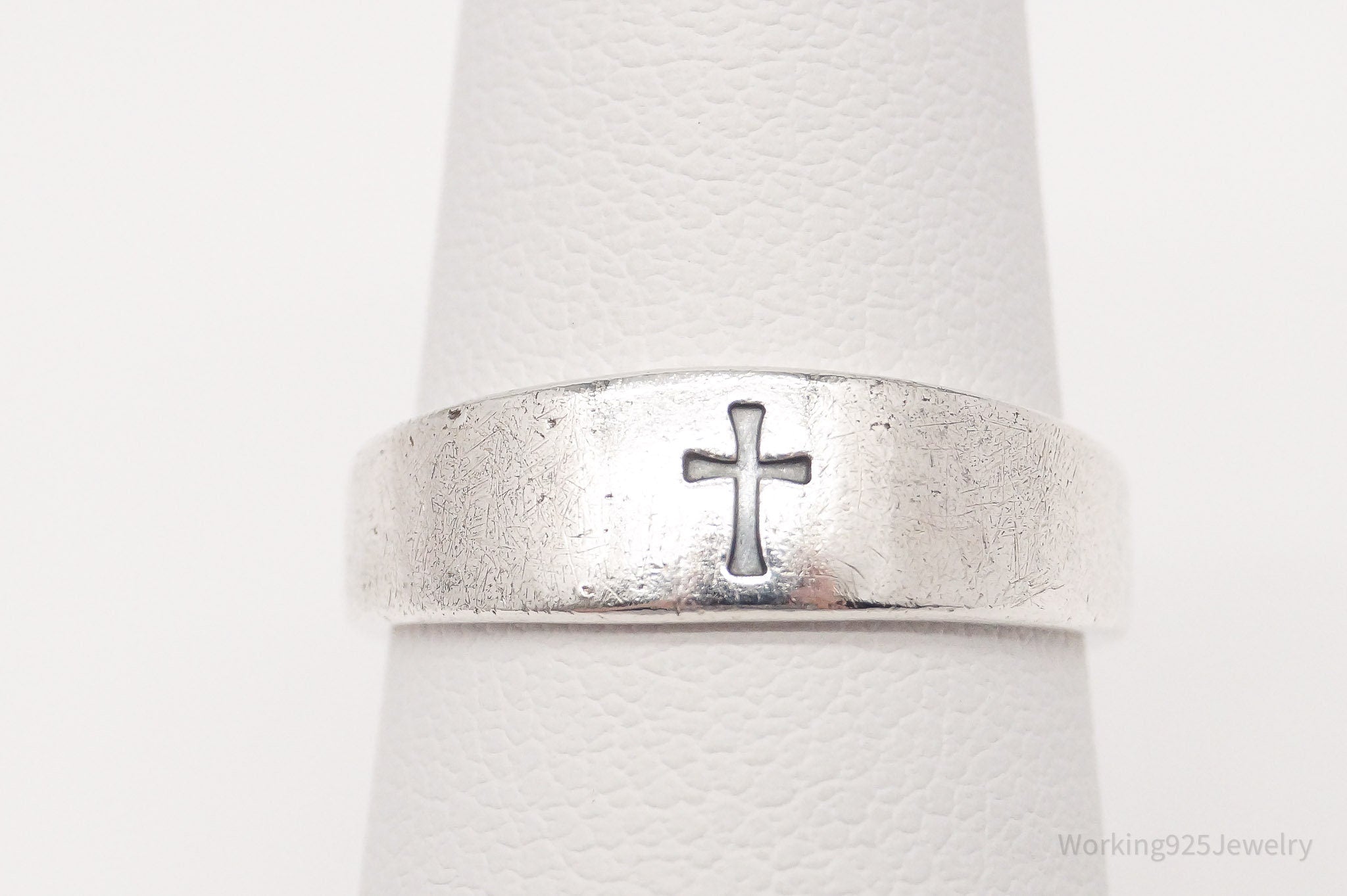 Rare Vintage James Avery Retired Sterling Silver Cross Band Ring - Size 5.5