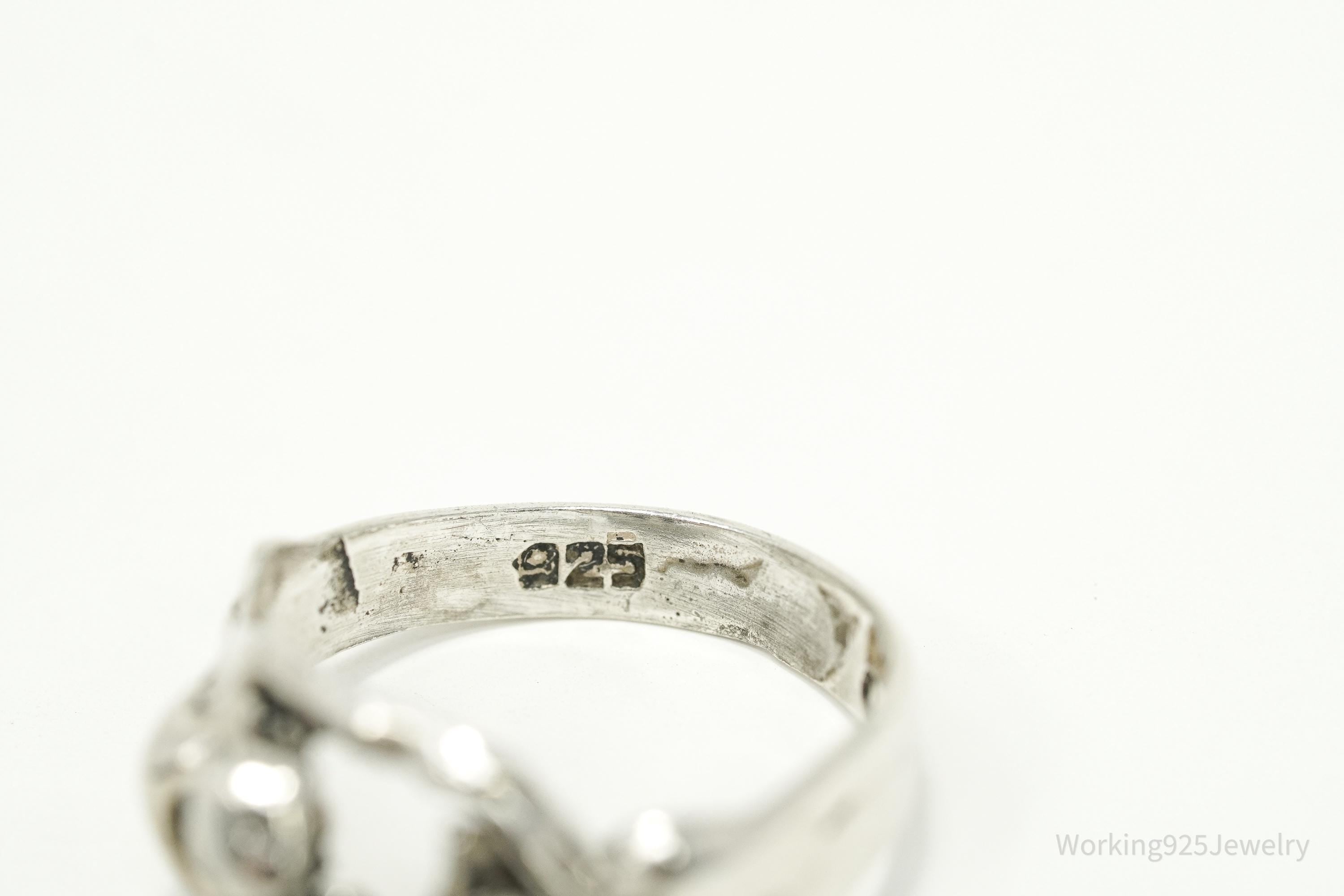 Vintage Kissing Couple Lovers Sterling Silver Ring - Size 5.25