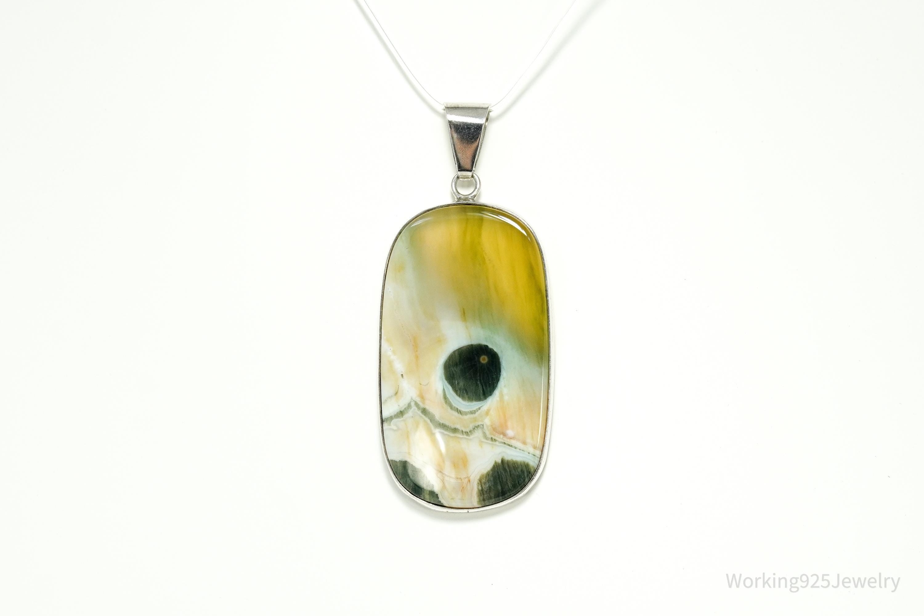 Large Vintage D. Robert Smith Jasper Sterling Silver Pendant