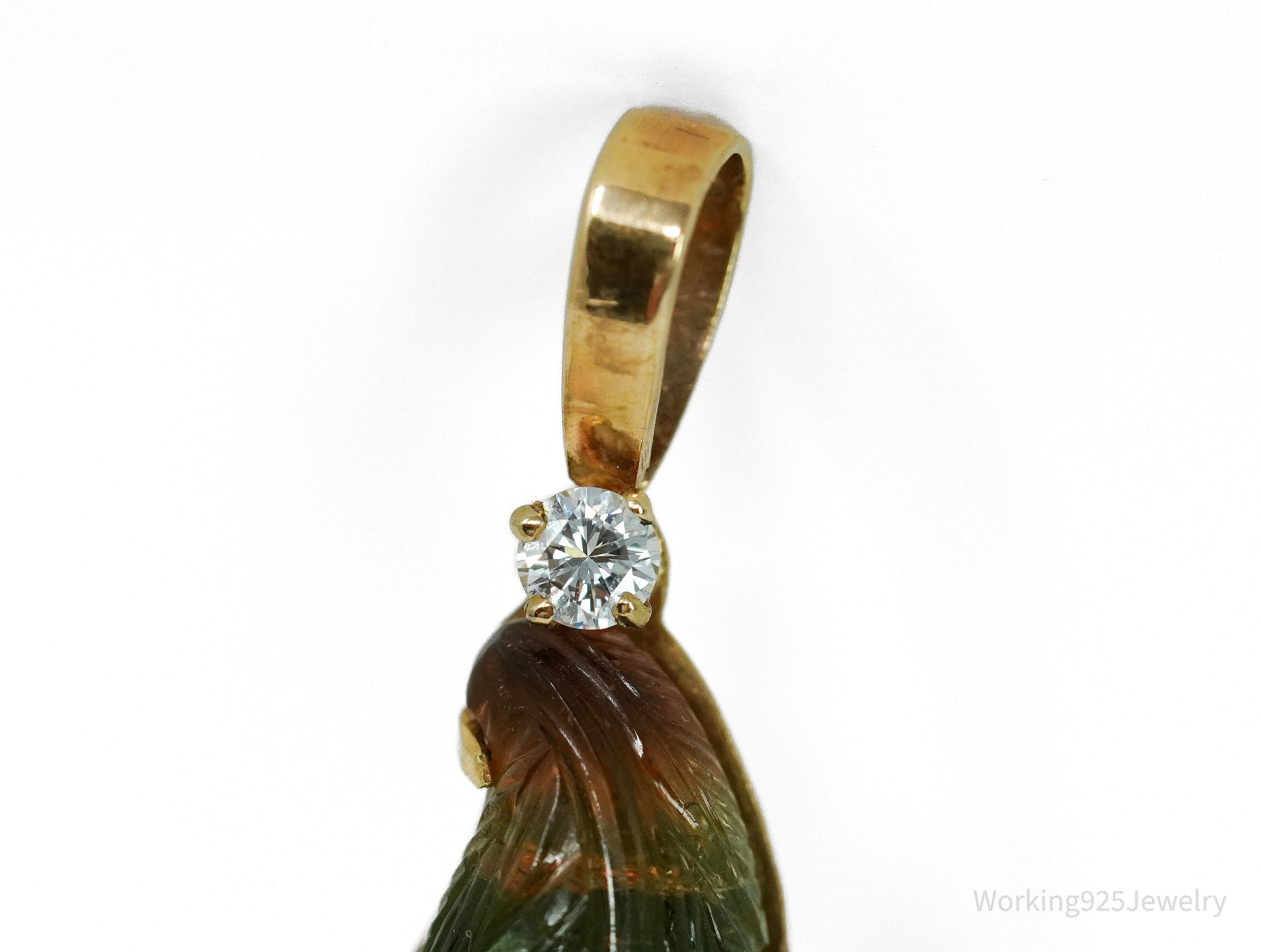 Diamond & Natural Tourmaline 14K Yellow Gold Necklace Pendant