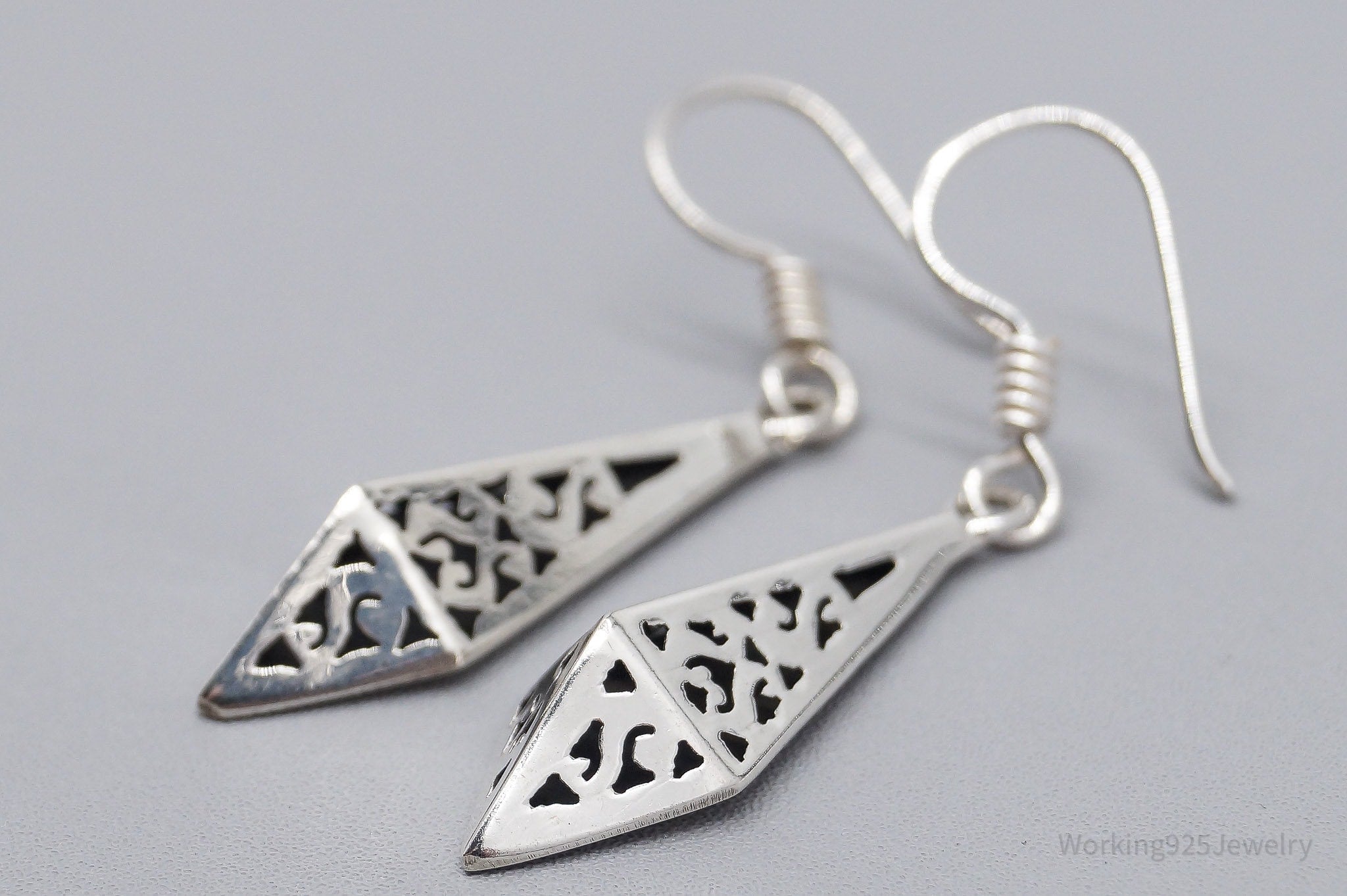 Vintage Filigree Cut Out Sterling Silver Earrings