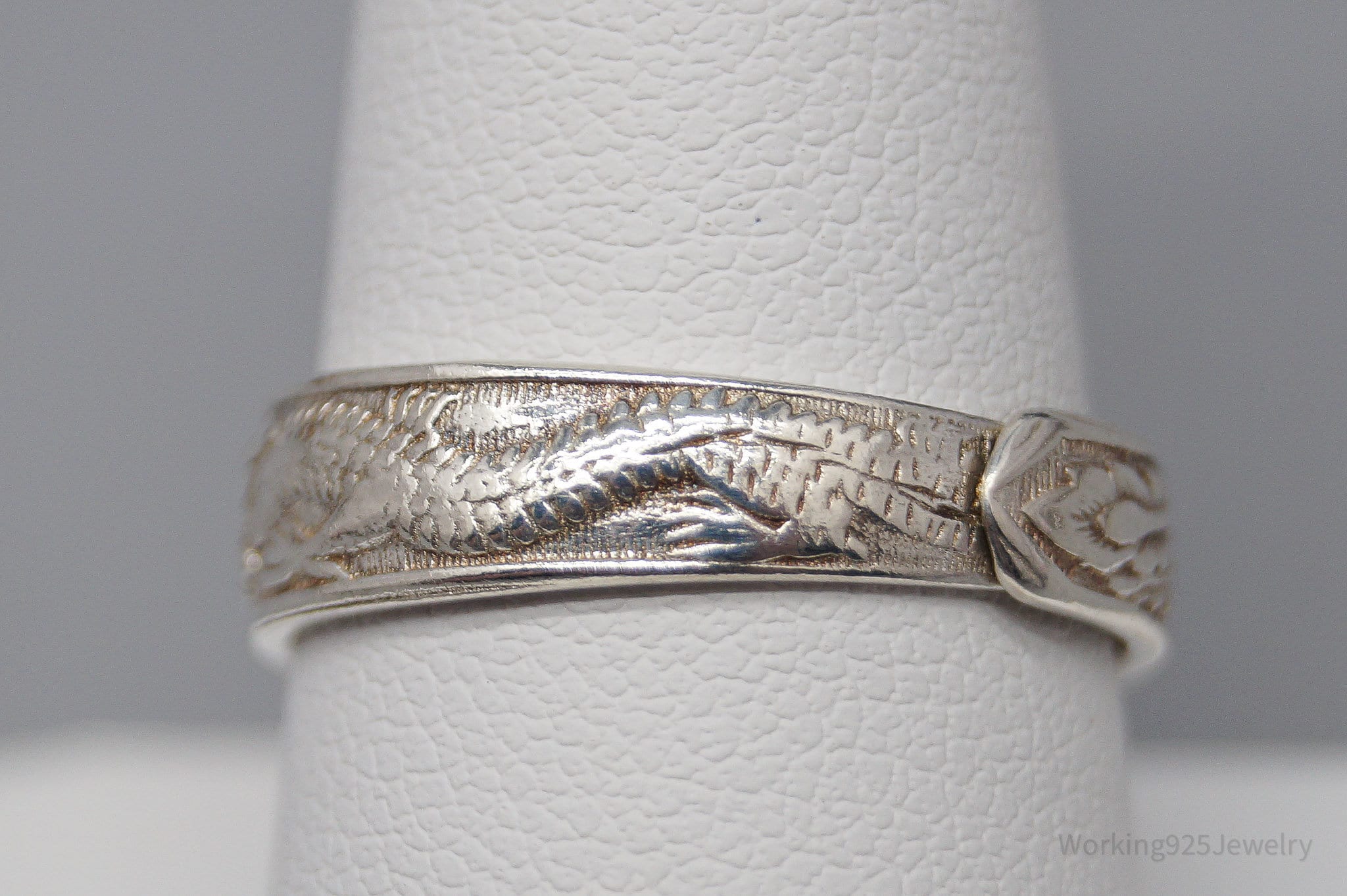 Vintage Dragon & Phoenix Sterling Silver Ring - Size 9 Adjustable