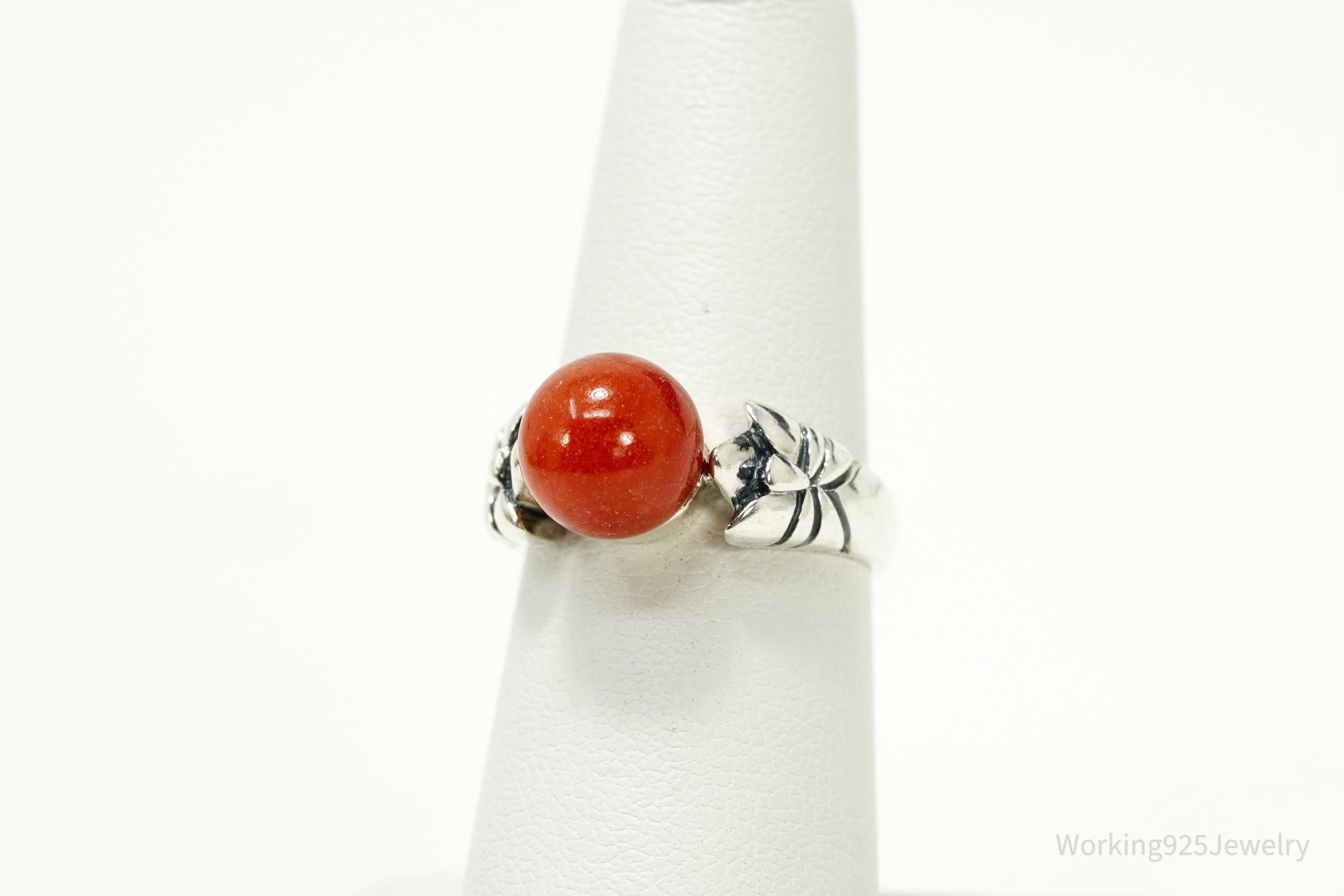 Vintage Ross Simons Red Jadeite Sterling Silver Ring - Size 6