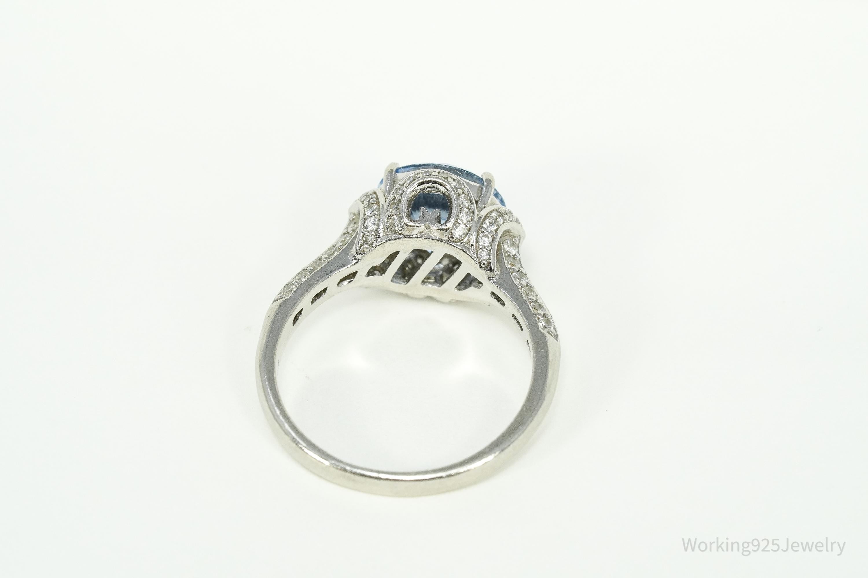 PAJ Blue And White Cubic Zirconia Sterling Silver Ring - Size 11