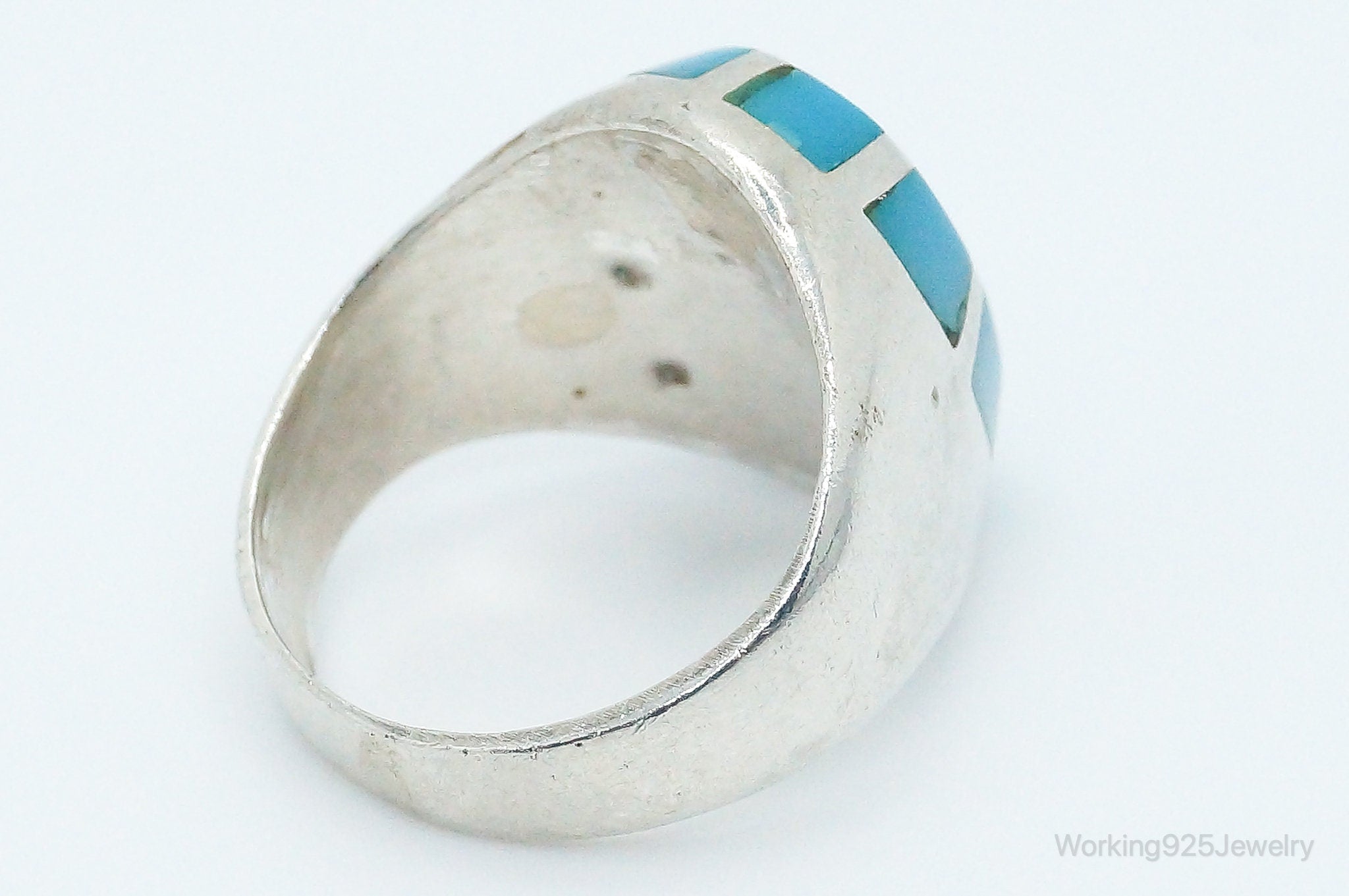 Vintage Native American Turquoise Unsigned Sterling Silver Ring - Size 5