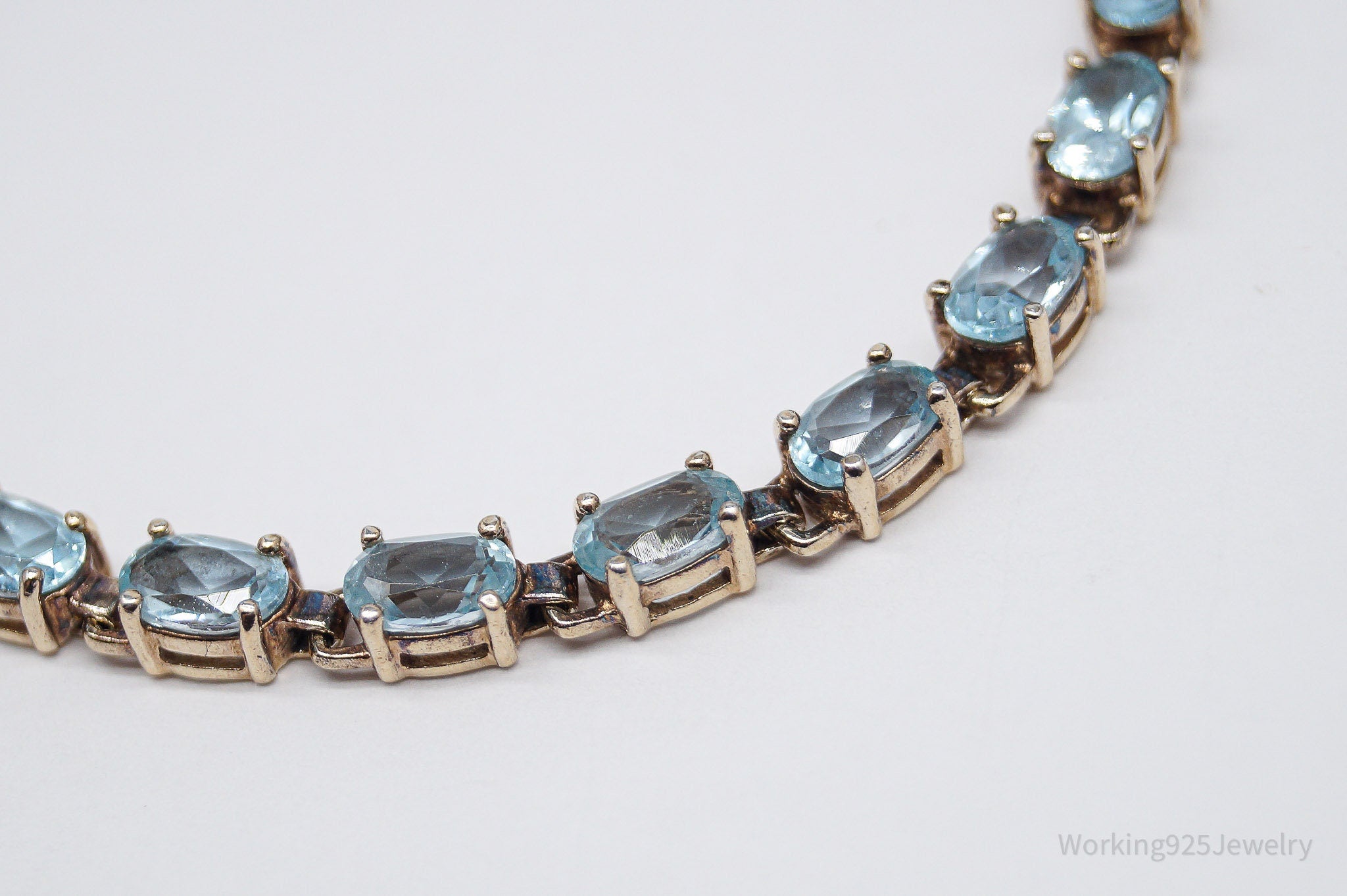 Vintage Ross Simons Blue Topaz 18K Gold Over Sterling Silver Bracelet