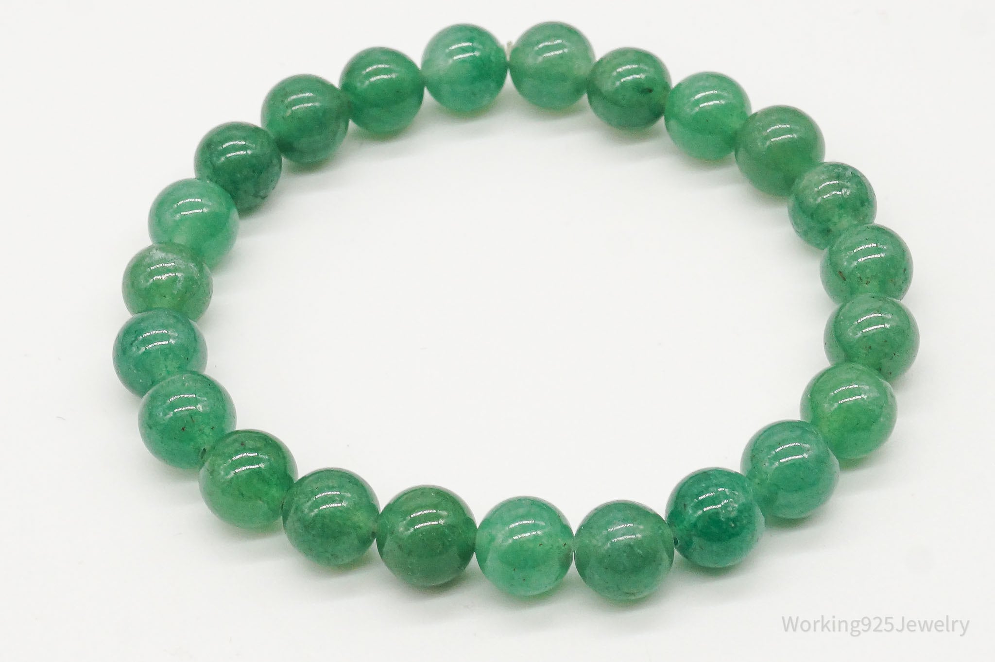 Vintage Green Jade Beads Stretch Bracelet