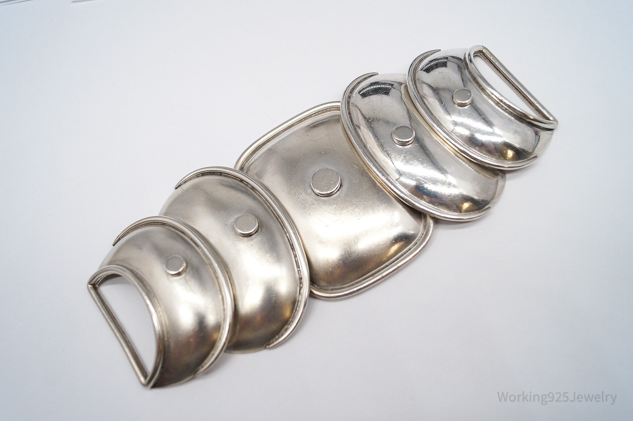 Large Vintage Mexico Modernist Hector Aguilar Armadillo Sterling Silver Belt Buckle