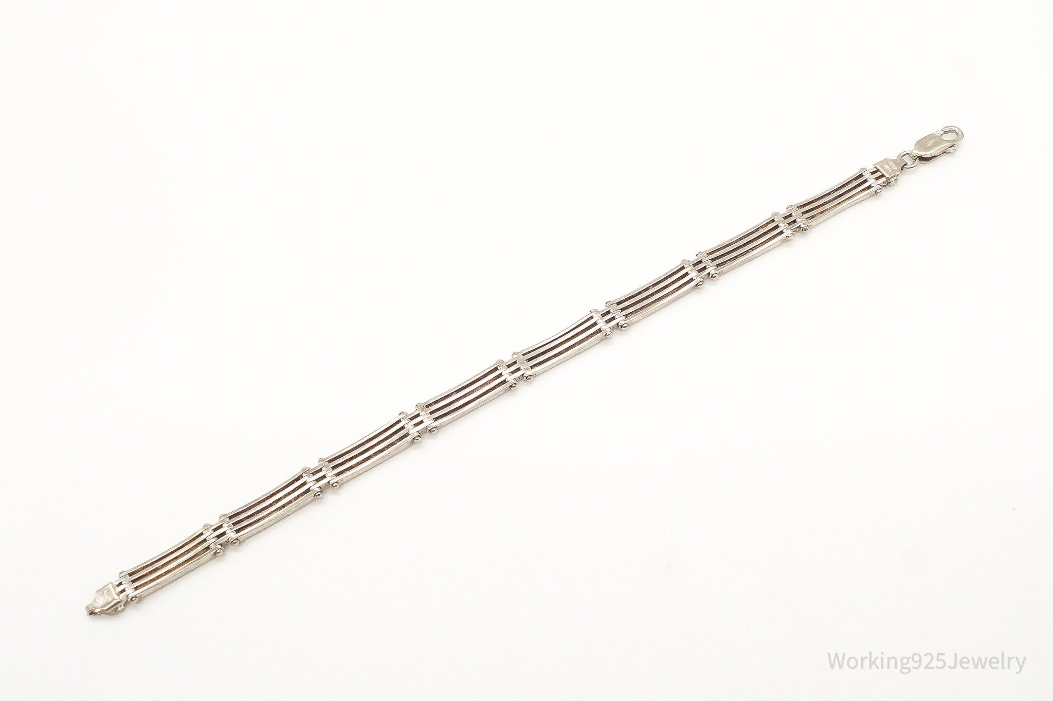 Vintage Sterling Silver Art Deco Hinge Bracelet