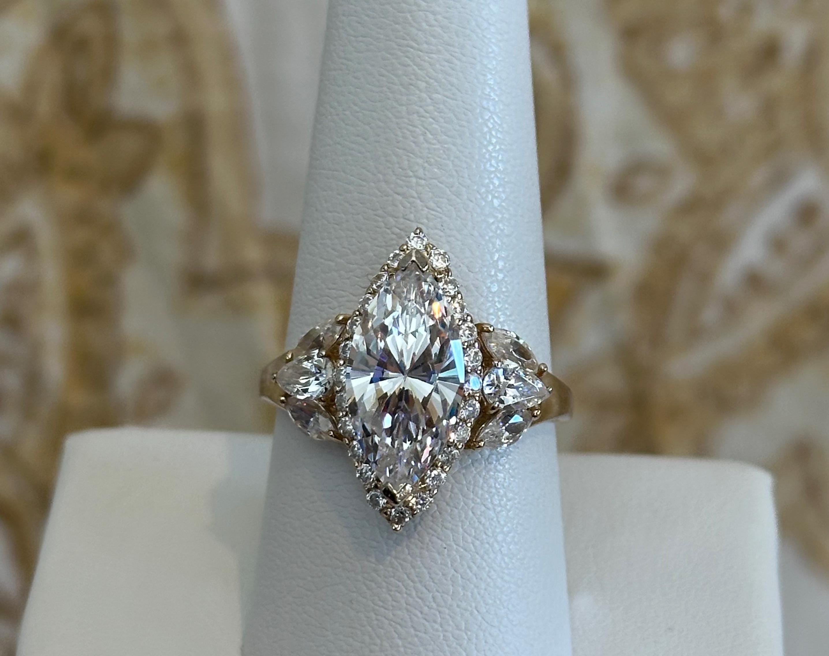 Designer Michael Valitutti Cubic Zirconia 14K Gold Over Sterling Silver Ring - Size 9