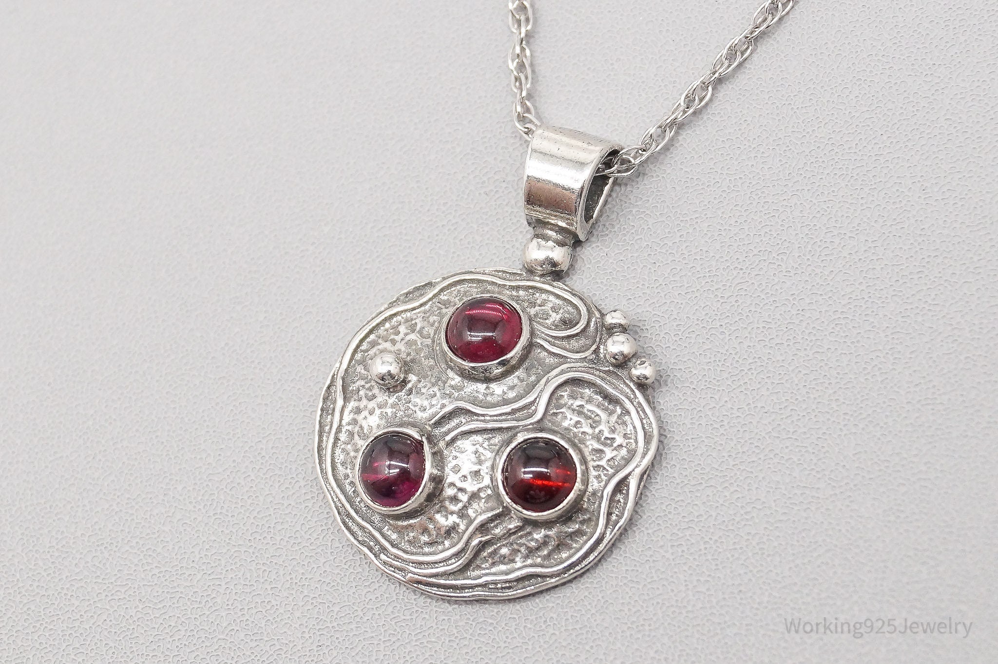 Vintage Rhodolite Garnet Sterling Silver Necklace - 18"