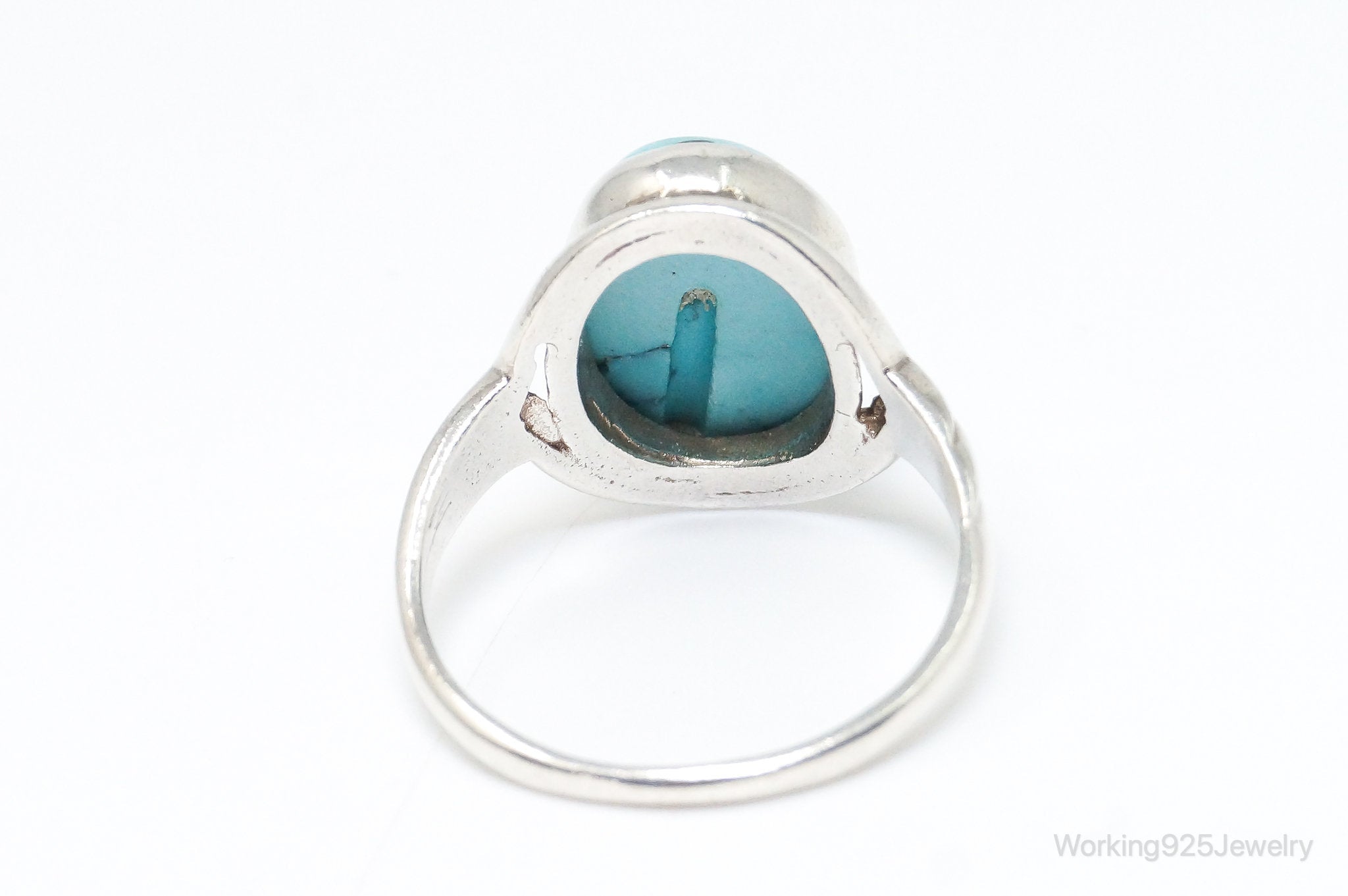 Vintage Turquoise Sterling Silver Ring - SZ 8.75