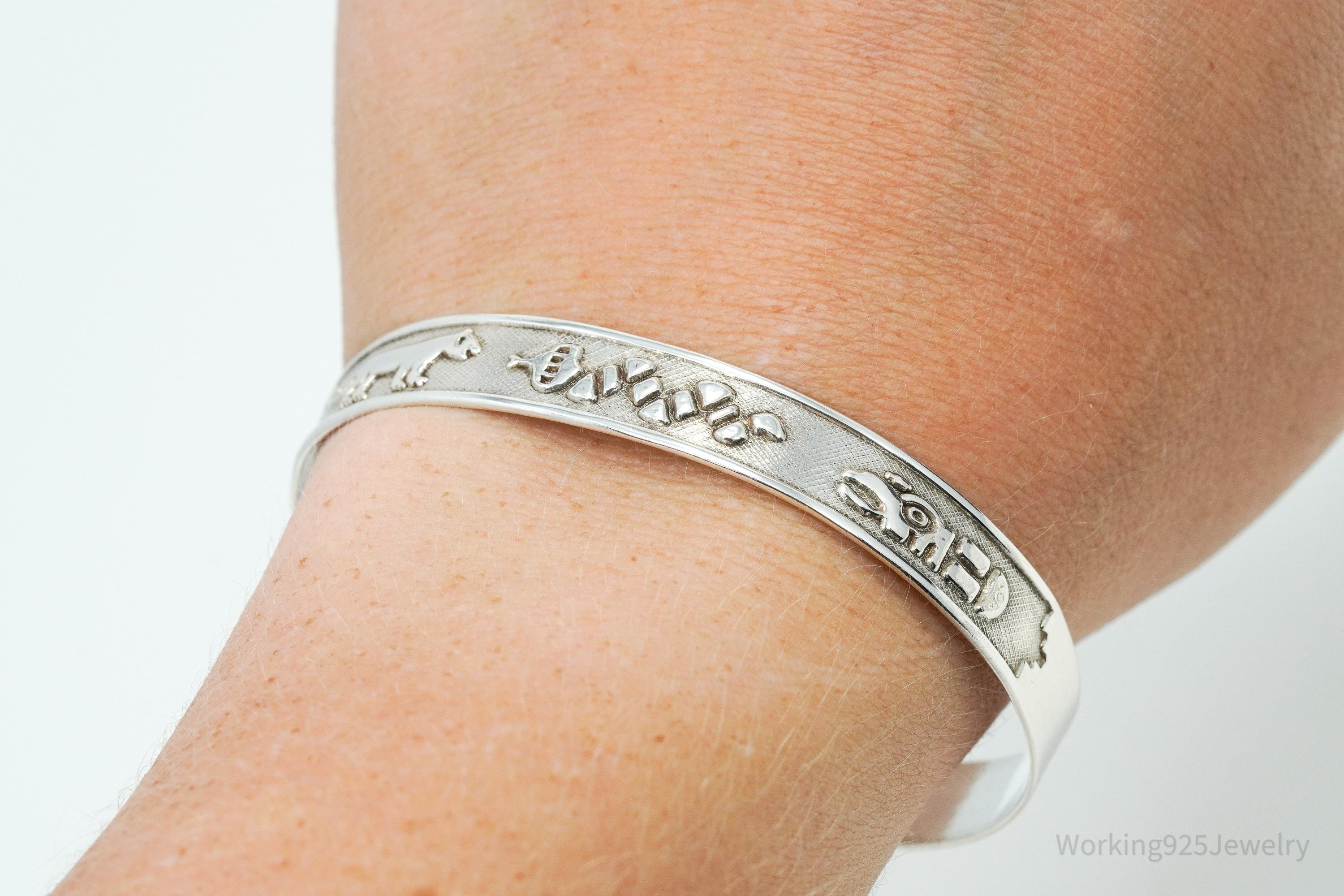 Vintage Tribal Style 950 Silver Bracelet 7"