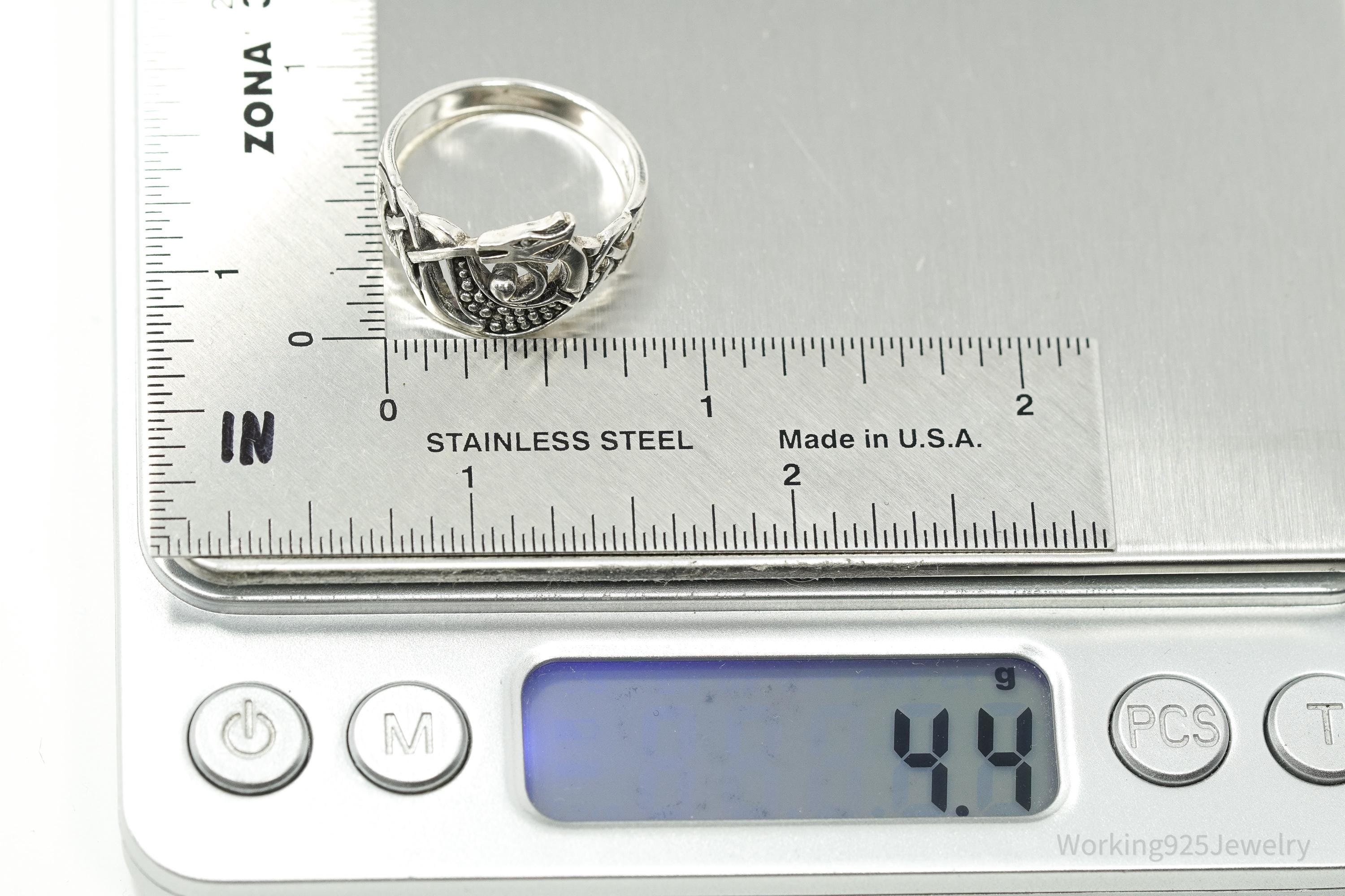 Vintage Dragon Celtic Knot Sterling Silver Ring - Size 9.25