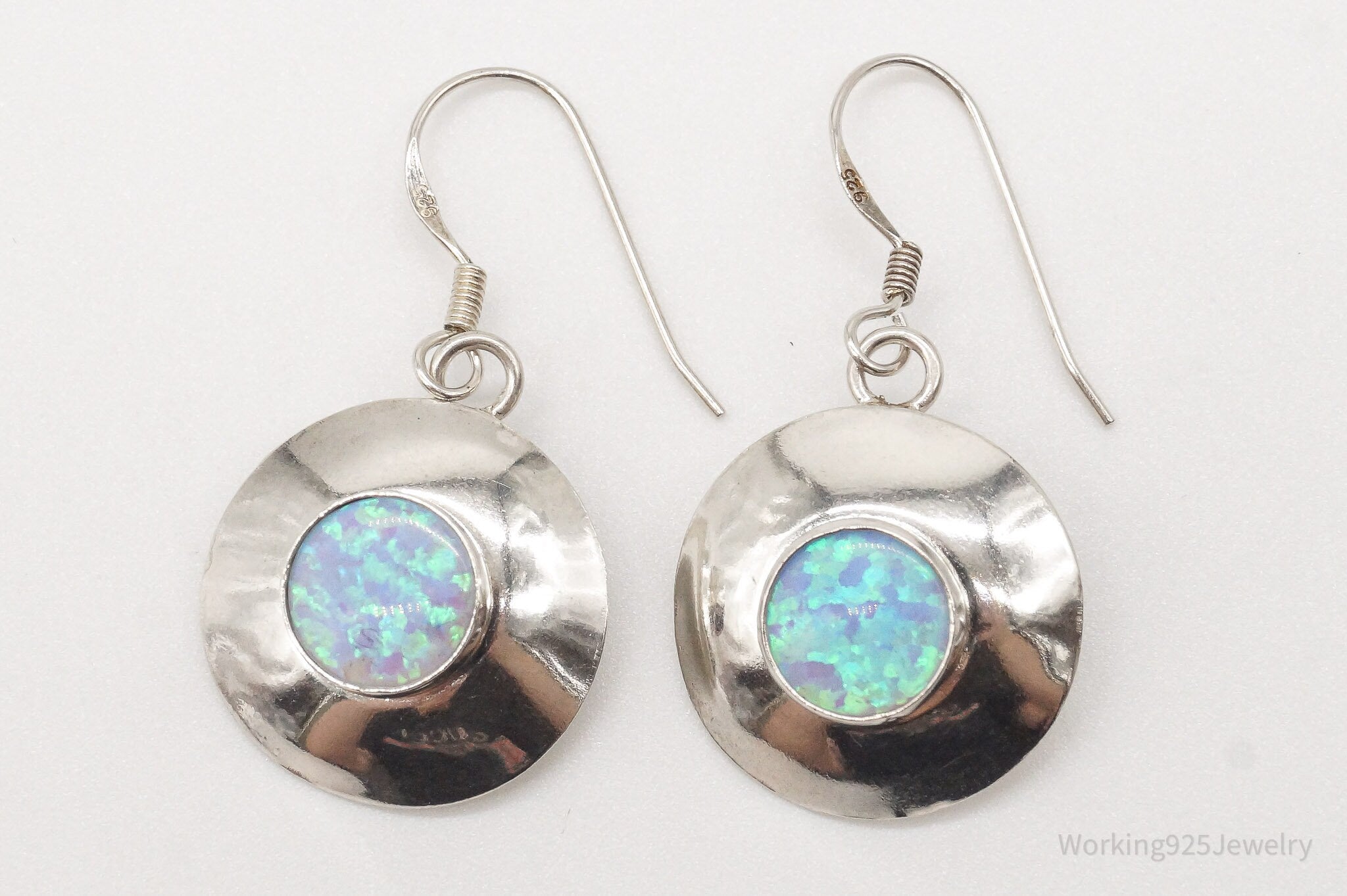 Vintage Blue Opal Sterling Silver Earrings