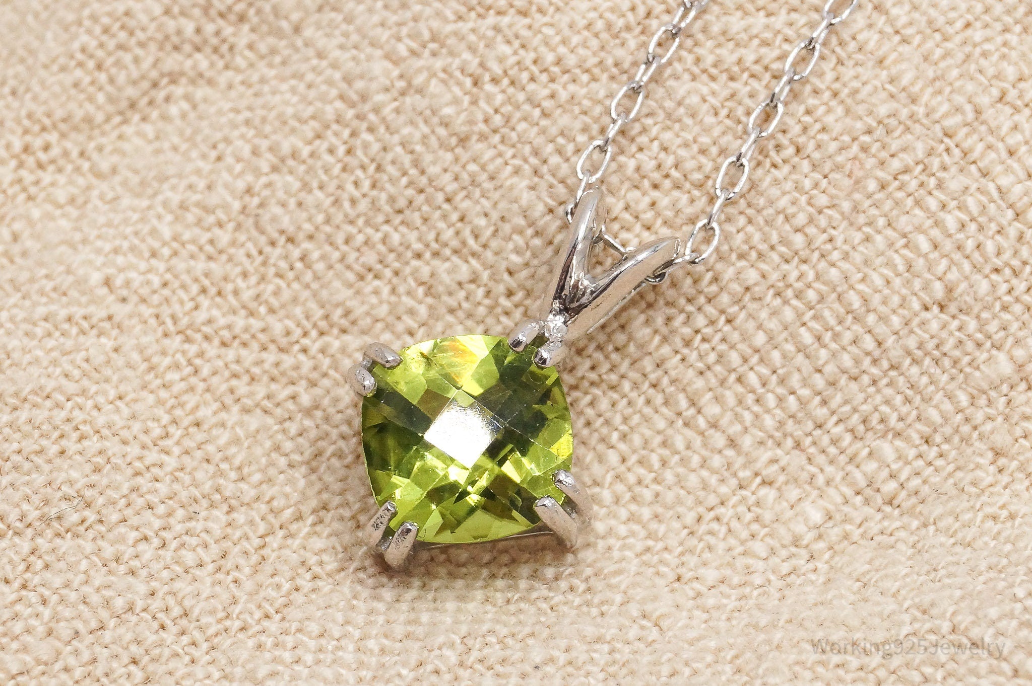 Vintage Peridot Sterling Silver Necklace - 18"