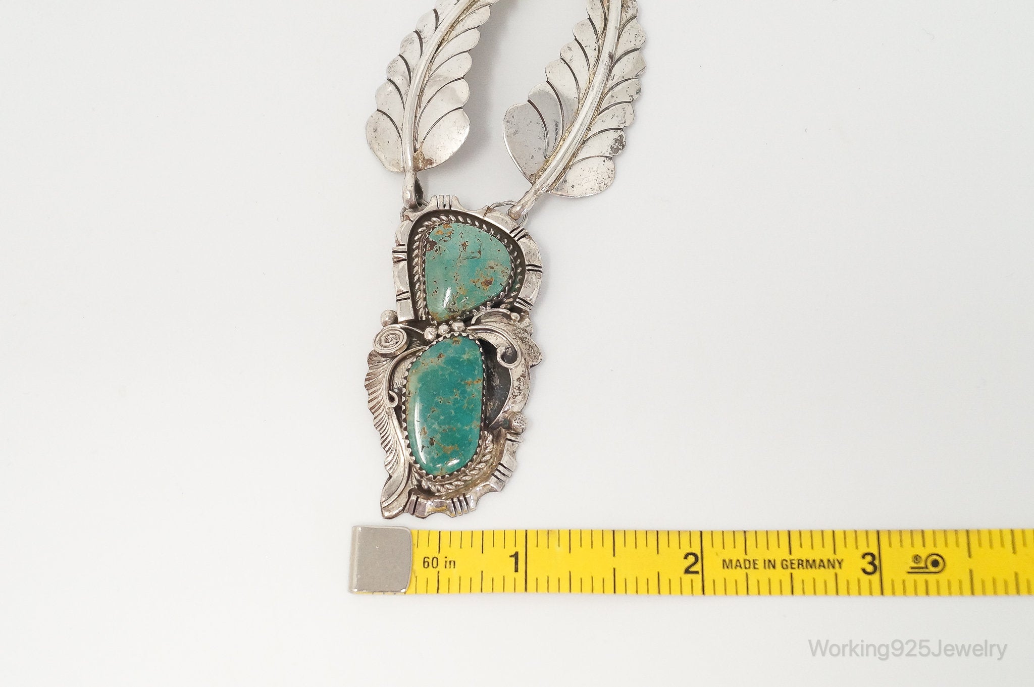 Vintage Native American William Singer Turquoise Sterling Silver Necklace