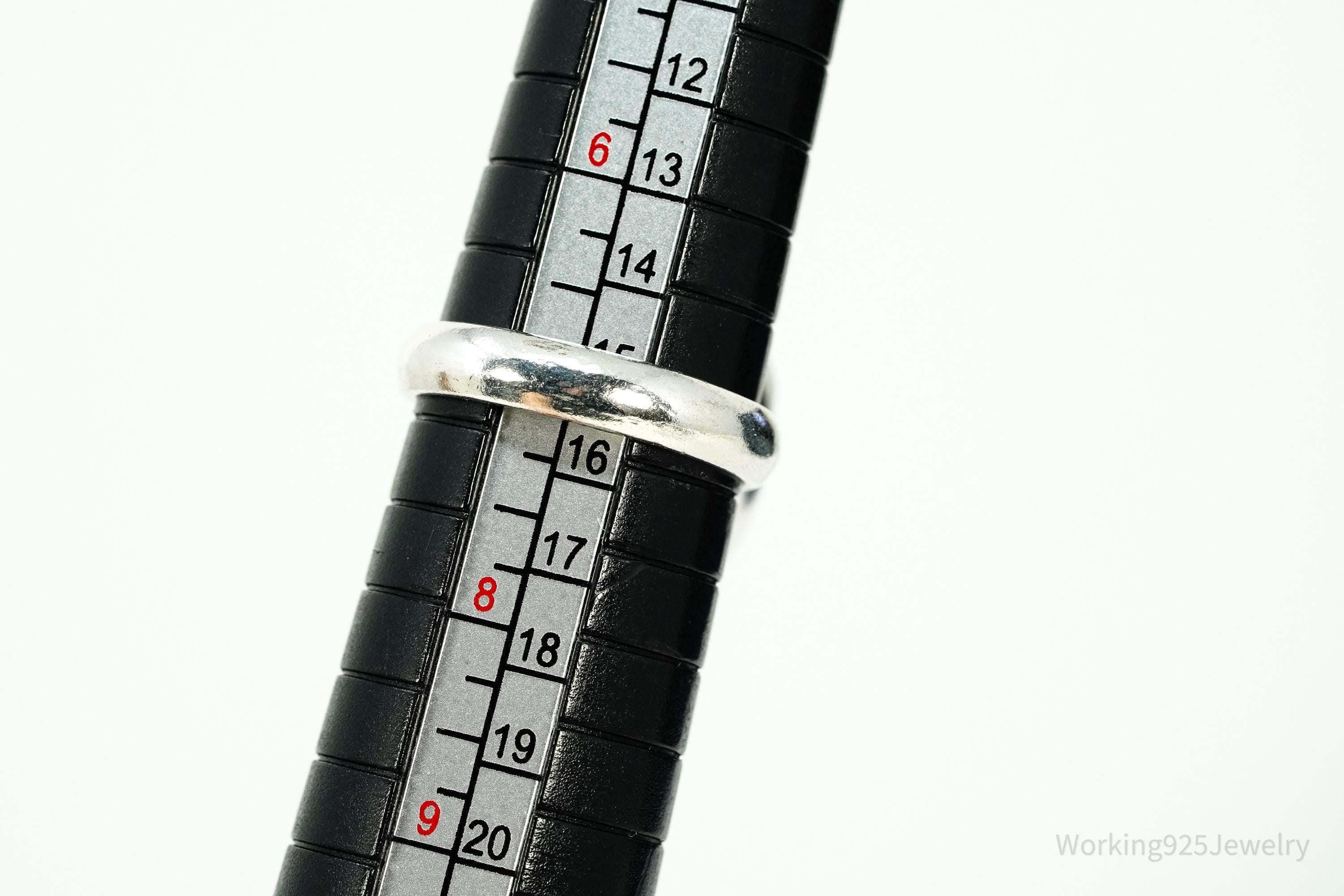 Vintage Aqua Chalcedony Silver Ring - Size 7