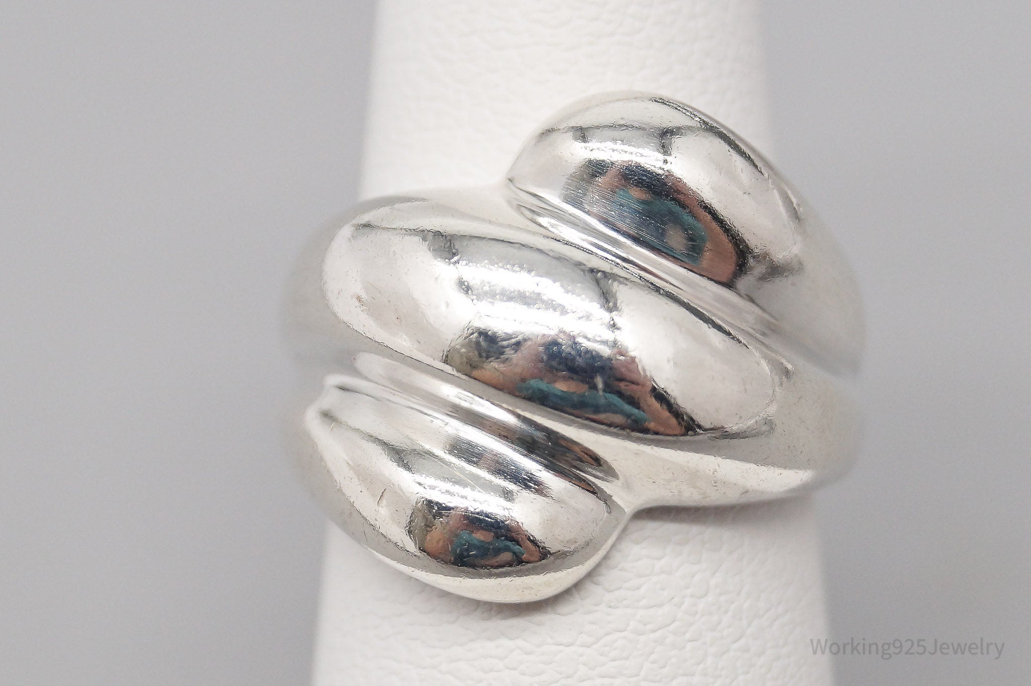 Vintage Puffy Ribbed Modernist Style Sterling Silver Ring - Size 5.75