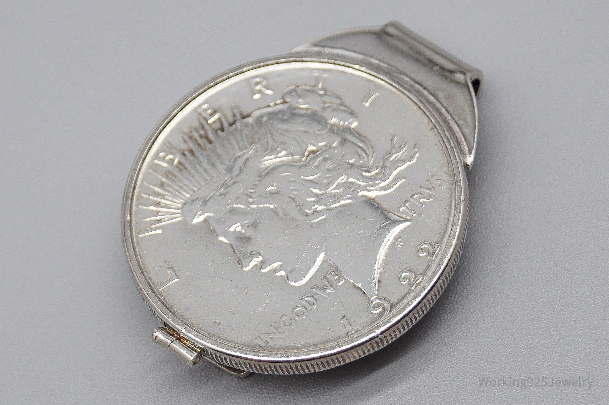 Antique 1922 Peace Silver Dollar Coin Sterling Silver Money Clip