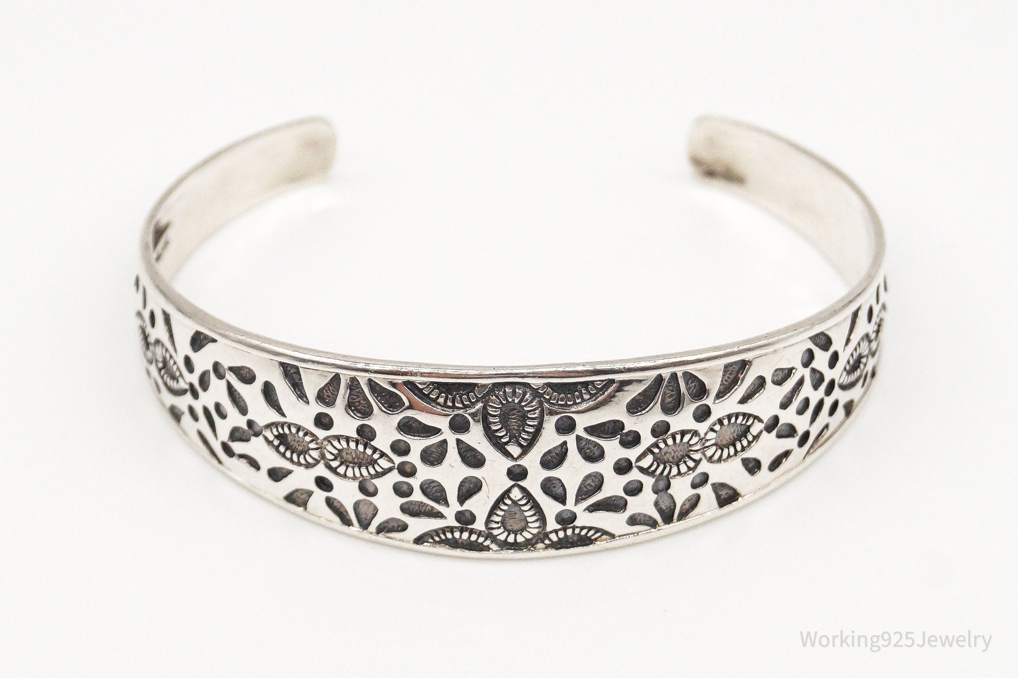 Vintage Thailand Sterling Silver Cuff Bracelet