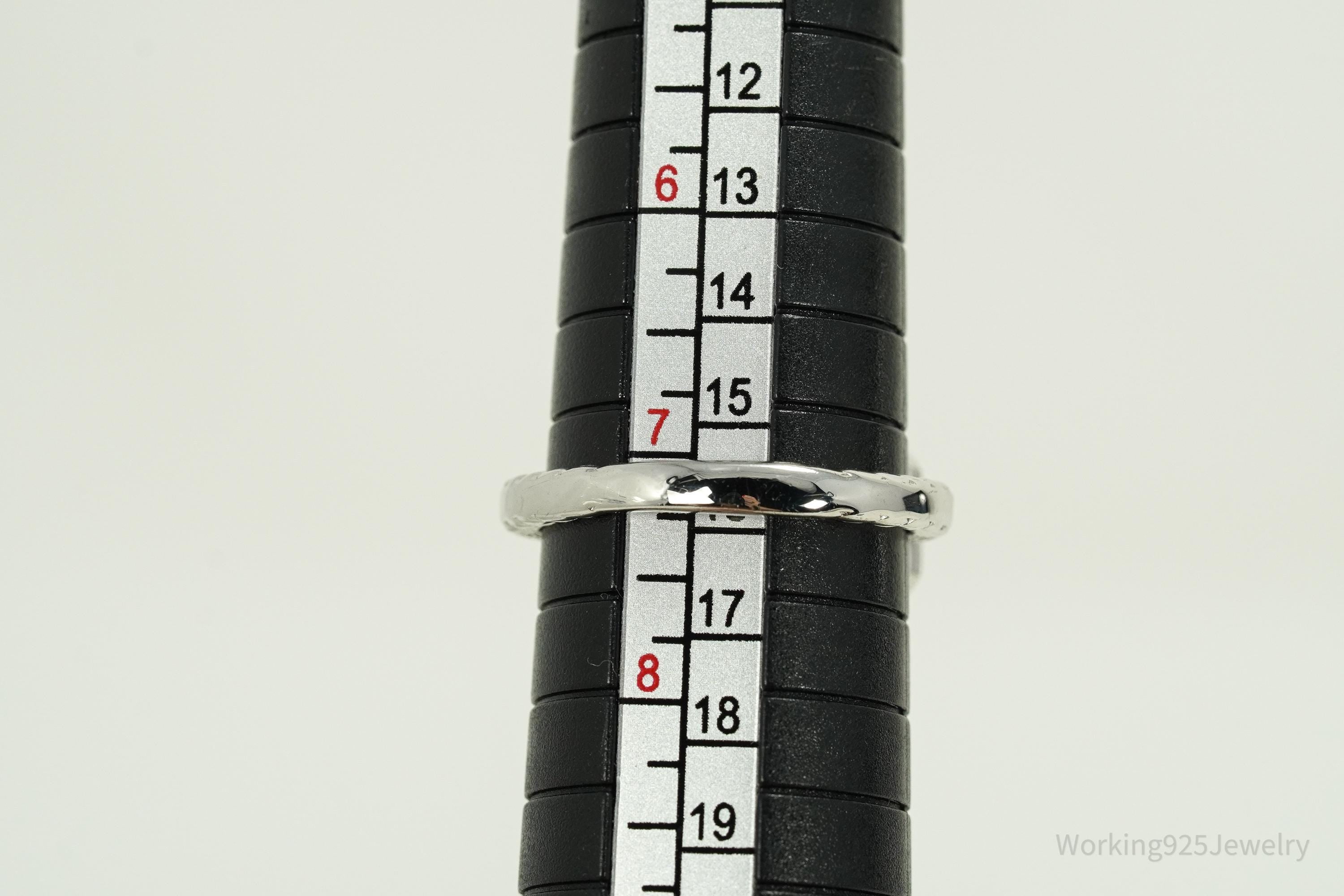 Blue Lab Sapphire & White Cubic Zirconia Sterling Silver Ring - Size 7.25