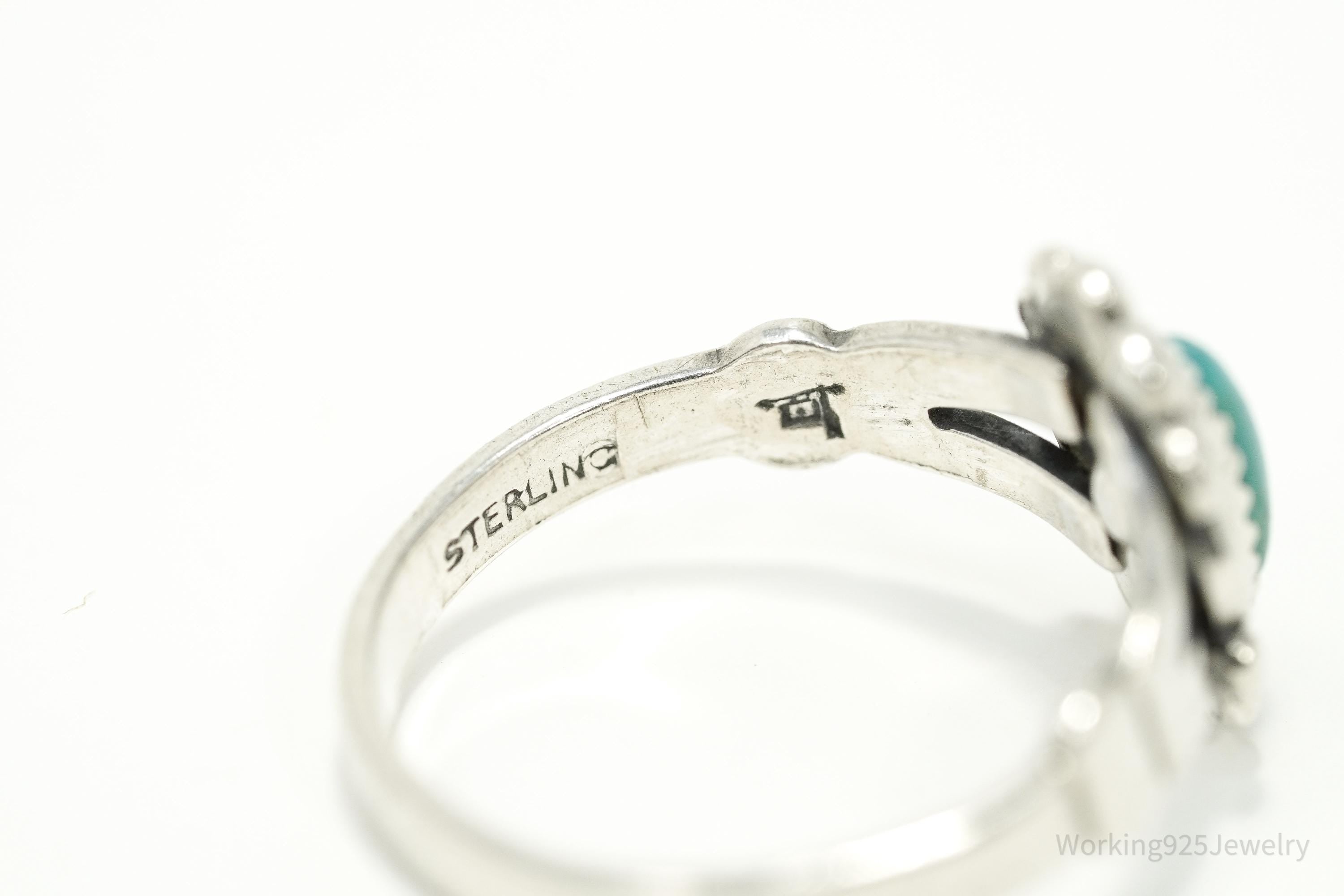 Vintage Native Bell Trading Post Turquoise Sterling Silver Ring - Size 5.25