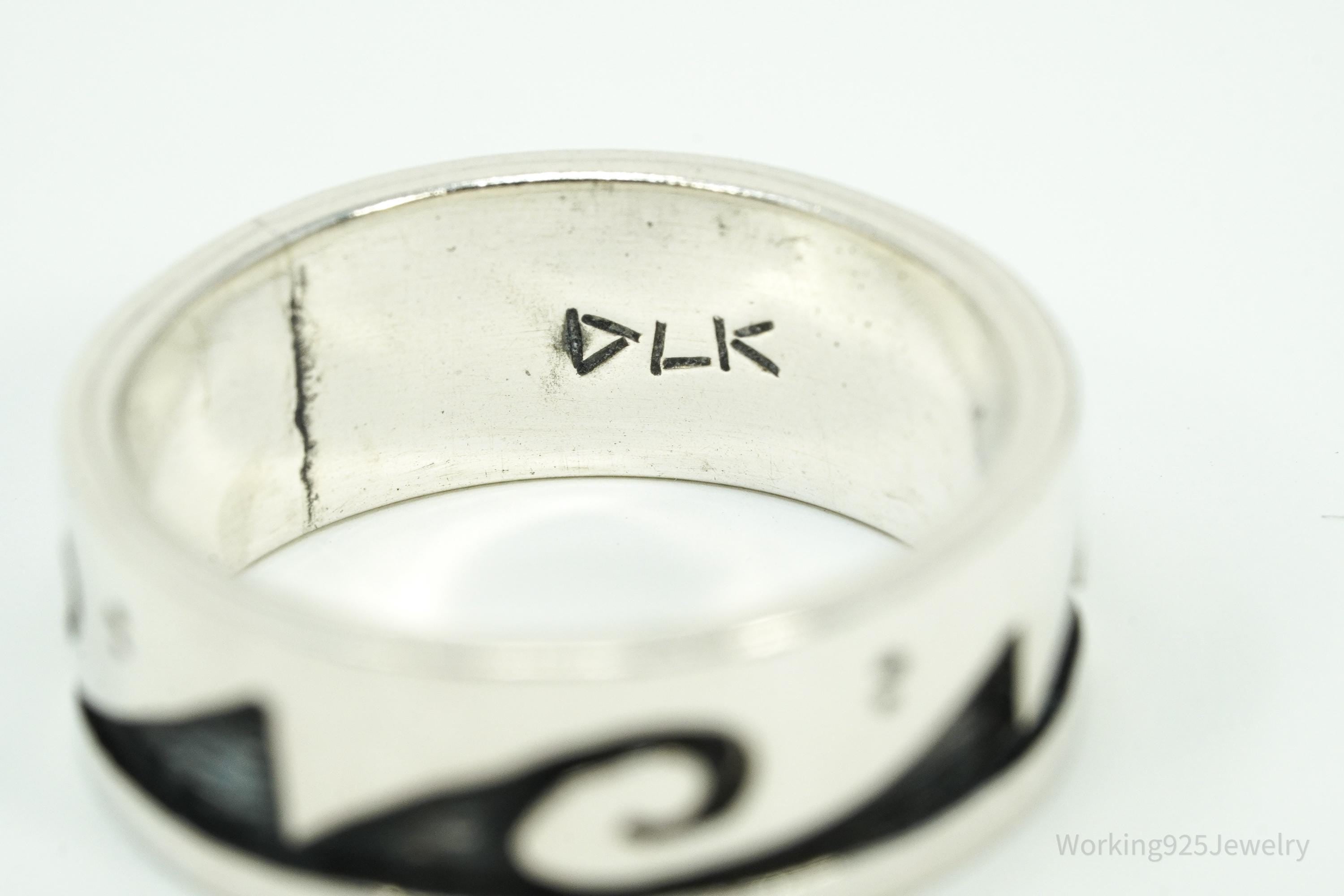 Vintage Native American Tribal Sterling Silver Band Ring - Size 6.5