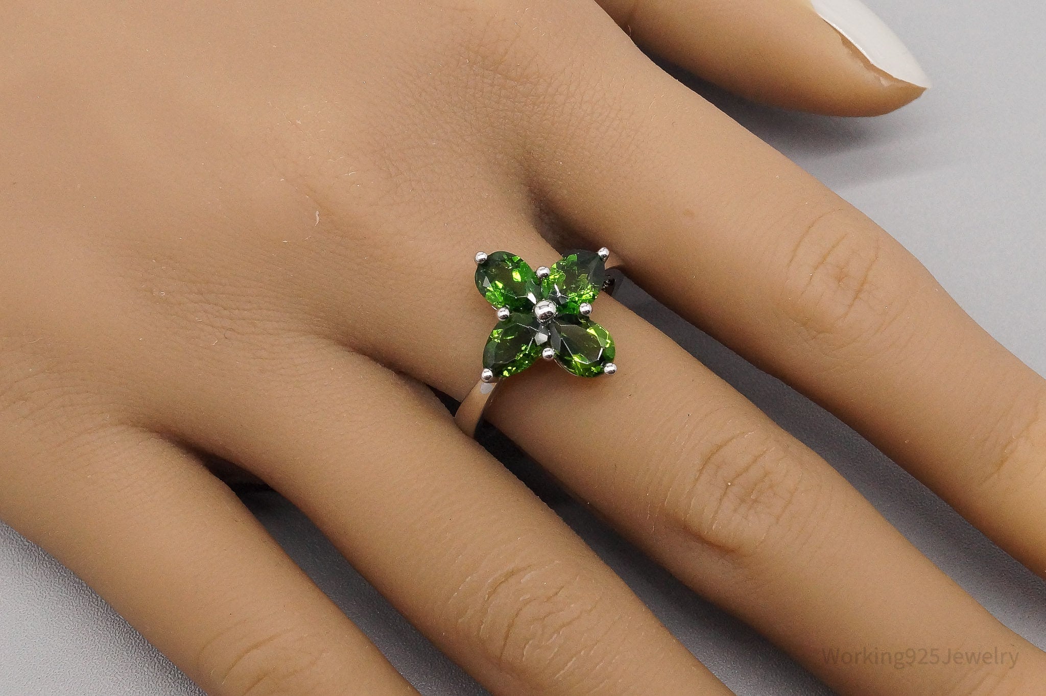 JTV TGGC Green Chrome Diopside Sterling Silver Ring - Size 9