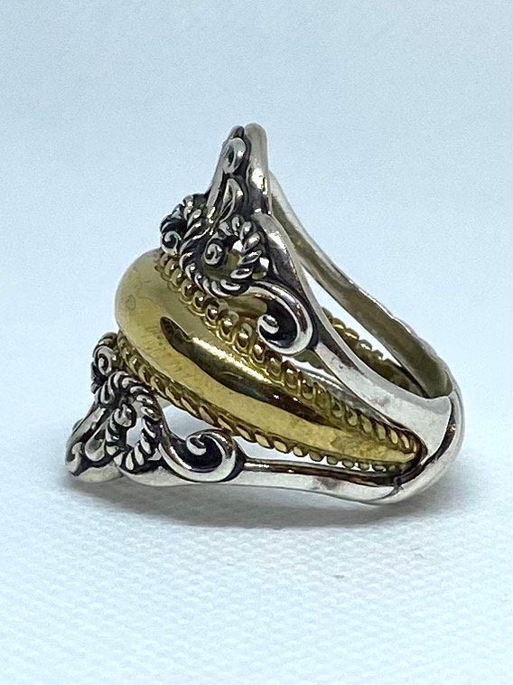 Vintage SW Carolyn Pollack Two Tone Brass Sterling Silver Ring Size 10