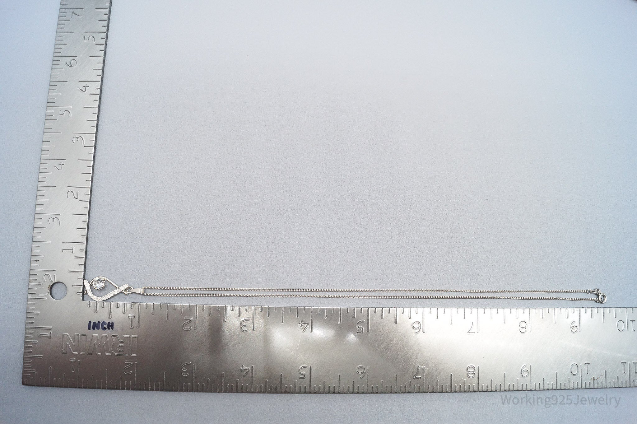 Rare Antique Modernist European Rhinestone 835 Silver Chain Necklace 17"'