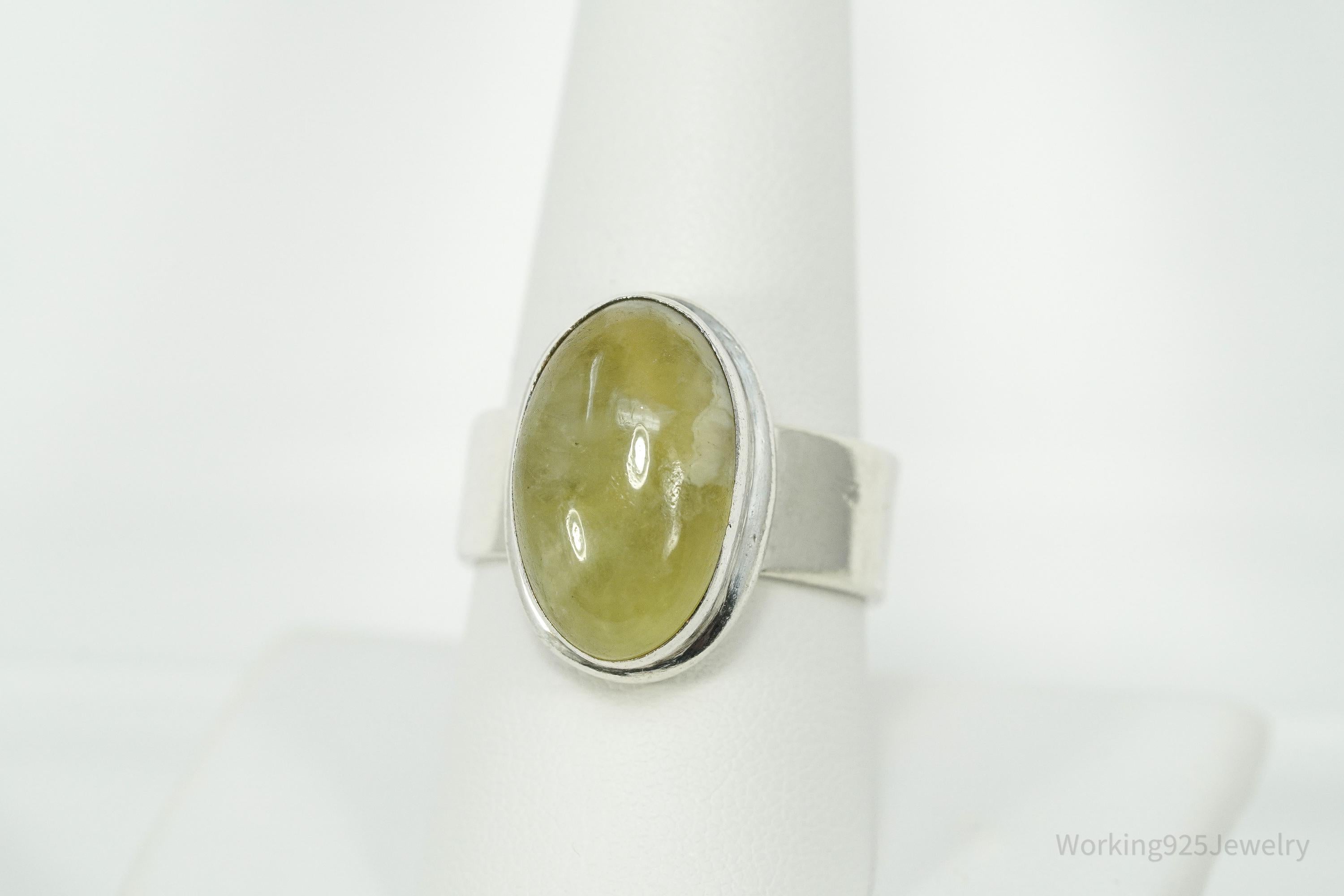 Vintage Lemon Citrine Sterling Silver Wrap Ring - Size 9 Adjustable