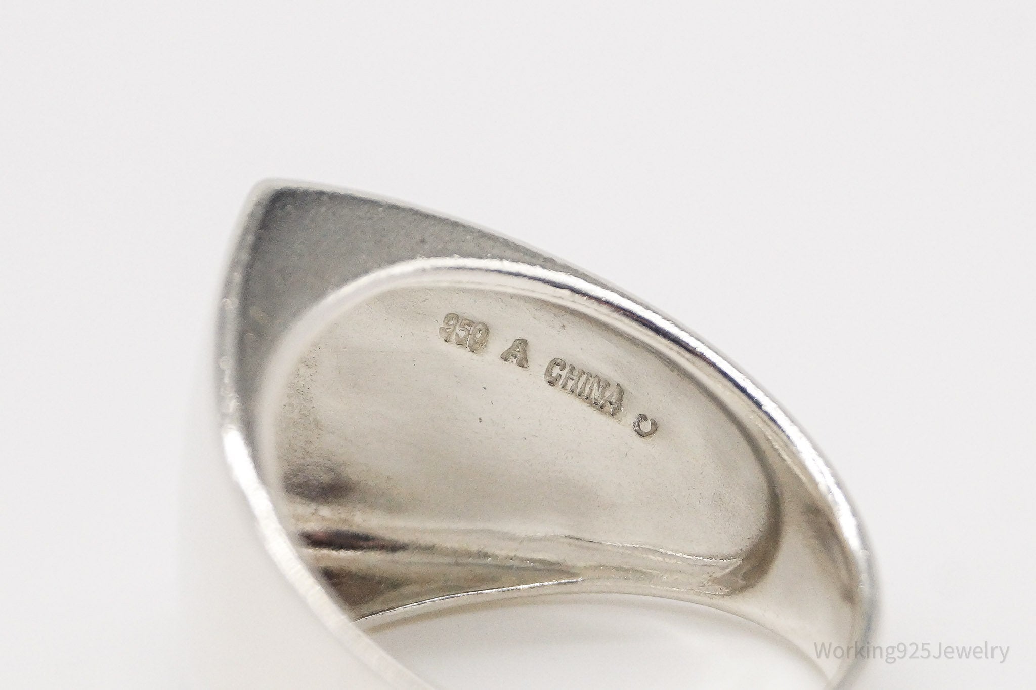 Vintage Modernist Style 950 Silver Ring - Size 10