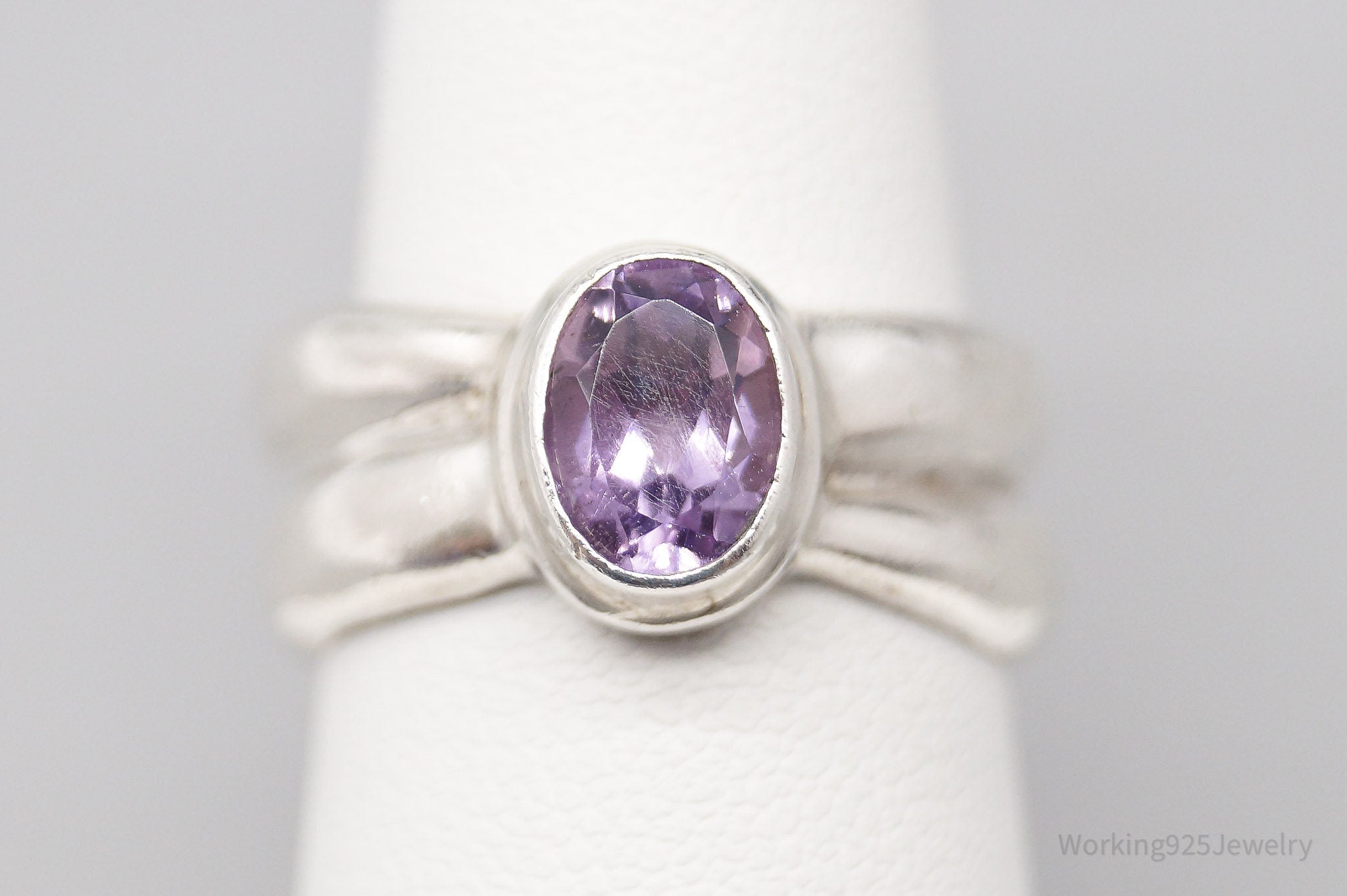 Vintage SARDA Amethyst Sterling Silver Ring - Size 7