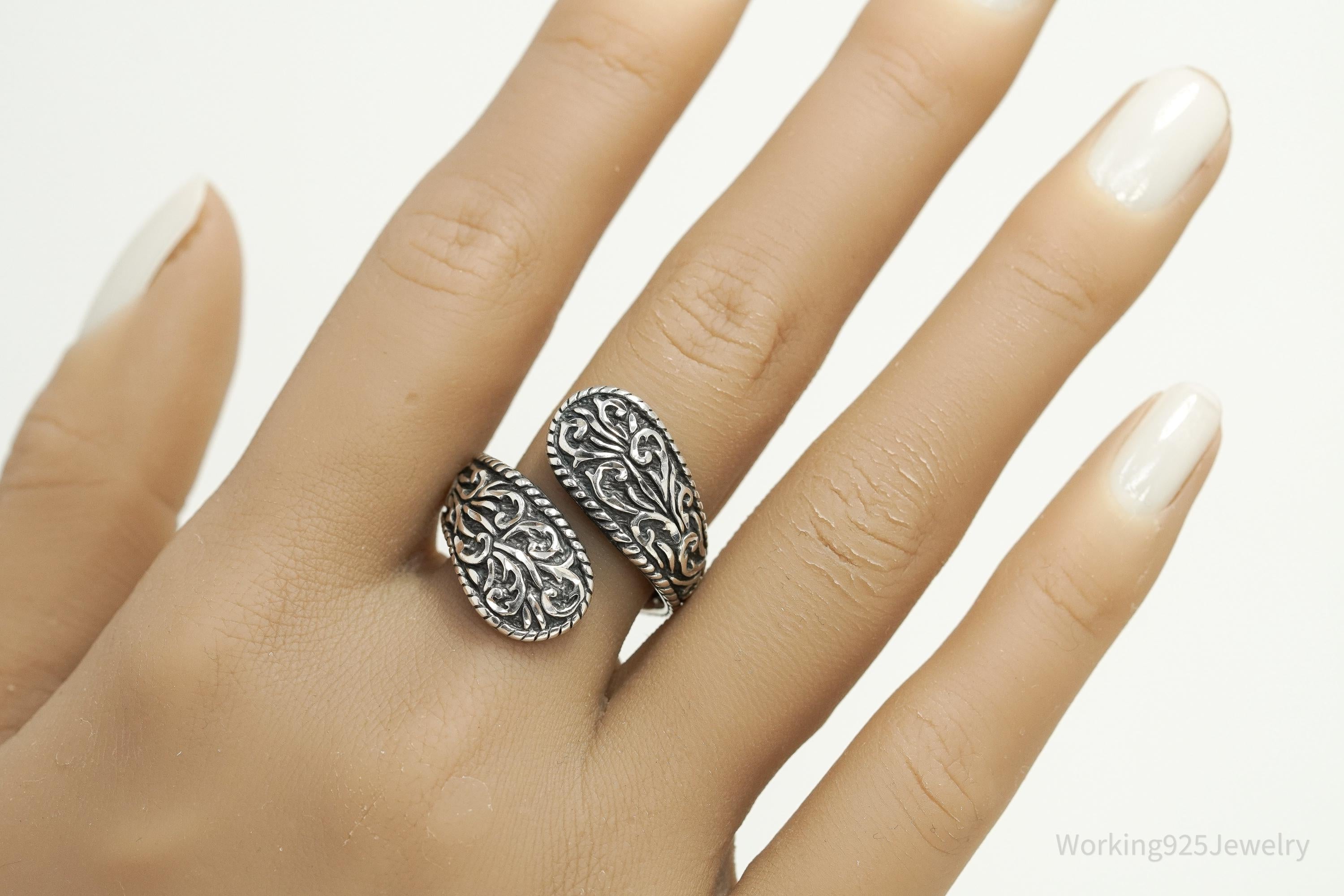 Vintage Native Designer Carolyn Pollack Relios Sterling Silver Wrap Ring - Size 10.75