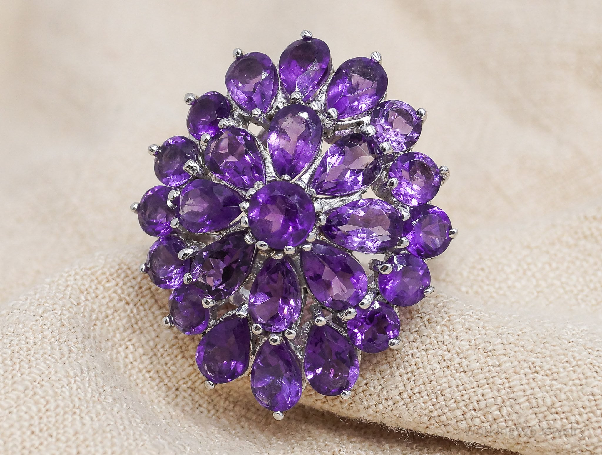 Vintage Amethyst Sterling Silver Ring - Size 8.25