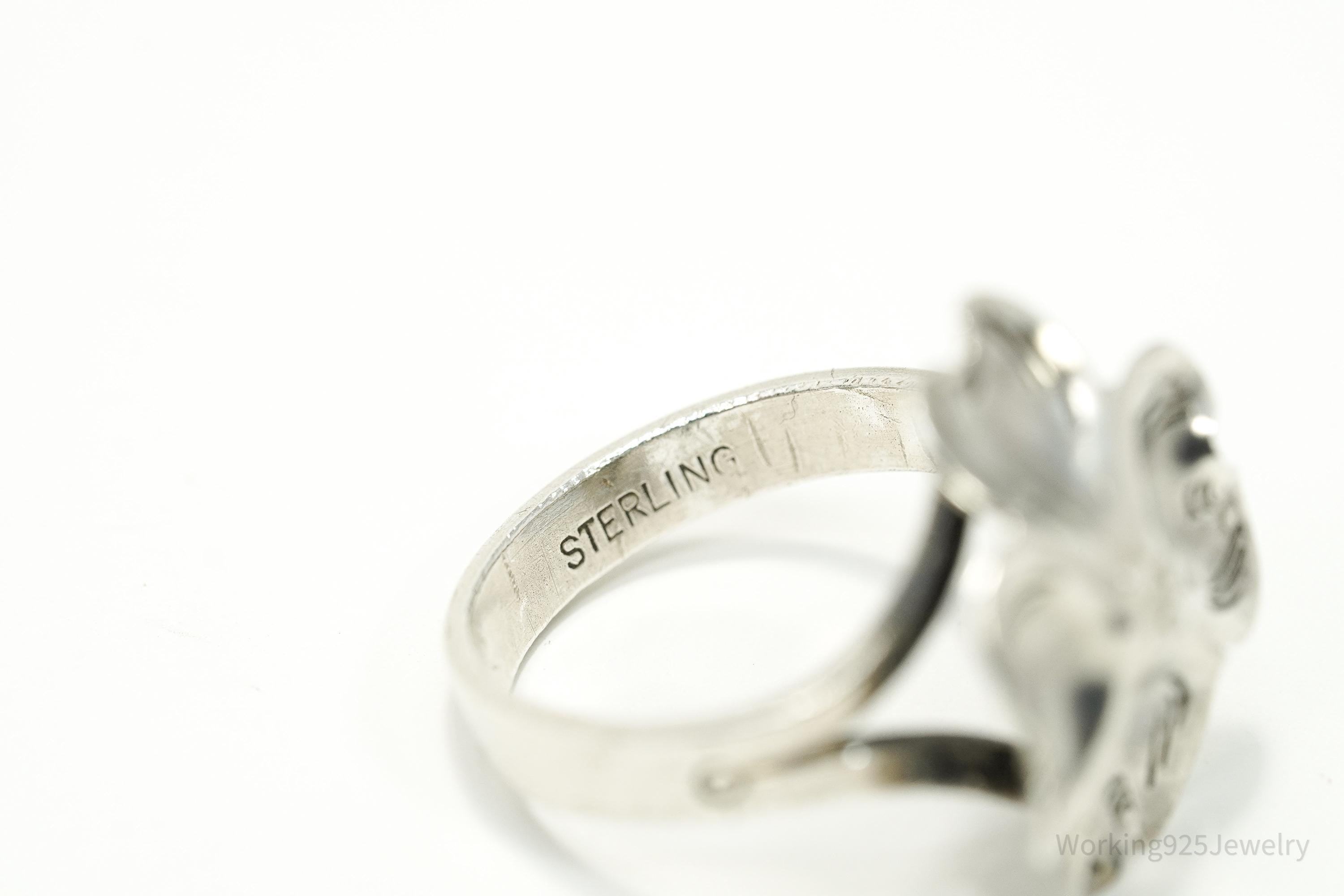 Vintage Designer NYE Dogwood Flower Sterling Silver Ring - Adjustable Size 5.5