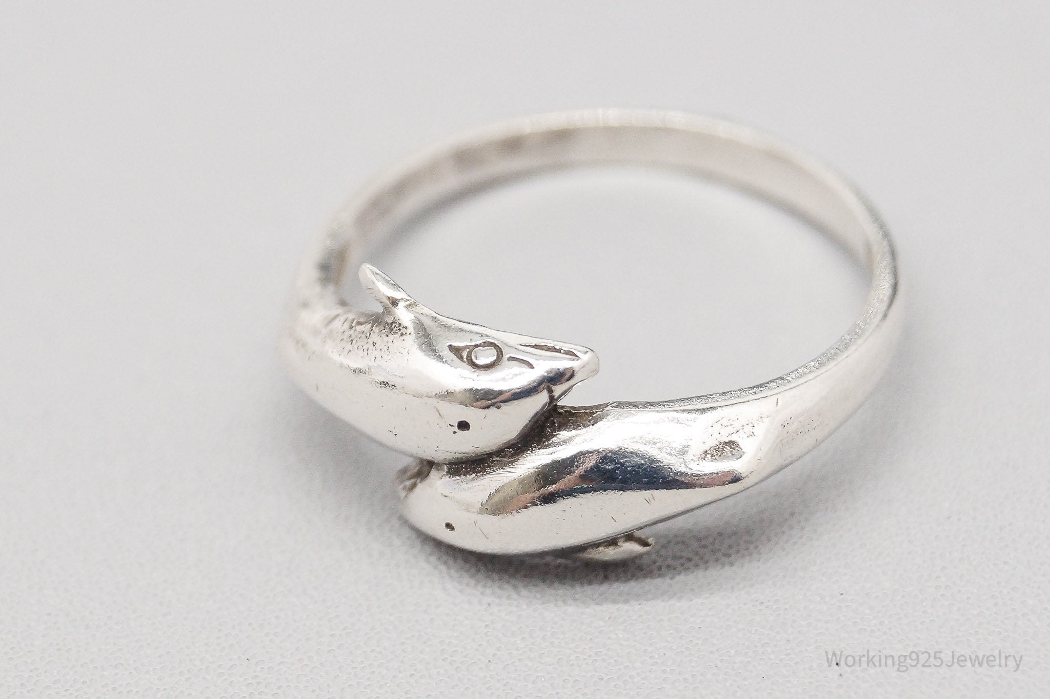 Vintage Dolphins Sterling Silver Ring - Size 7.75