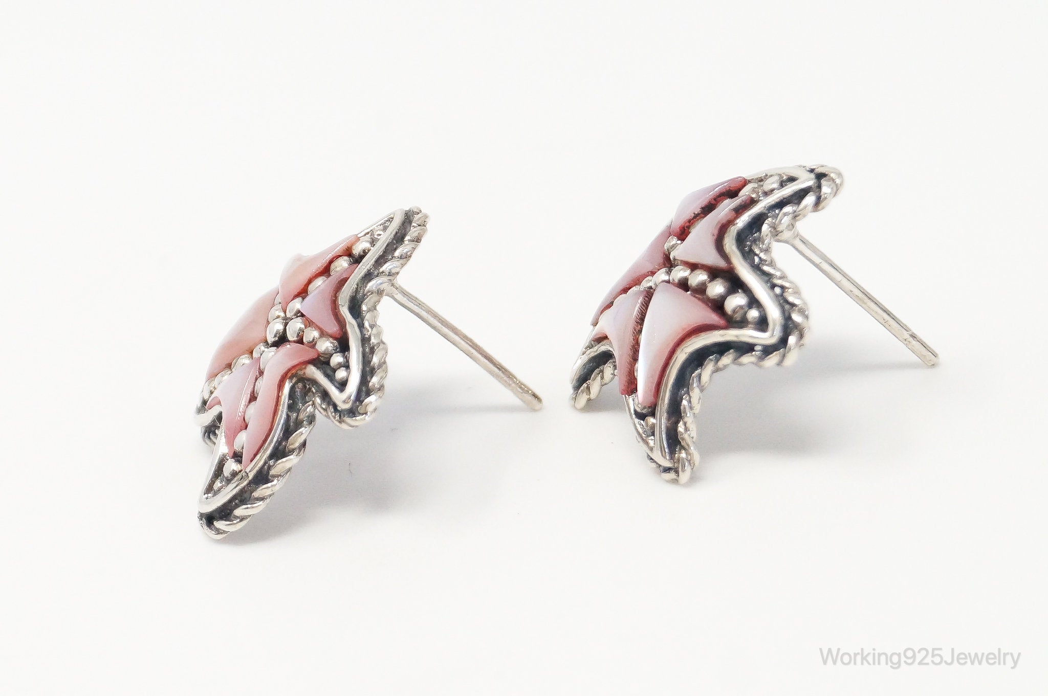 Designer CFJ Pink Mother Of Pearl Starfish Sterling Silver Earrings